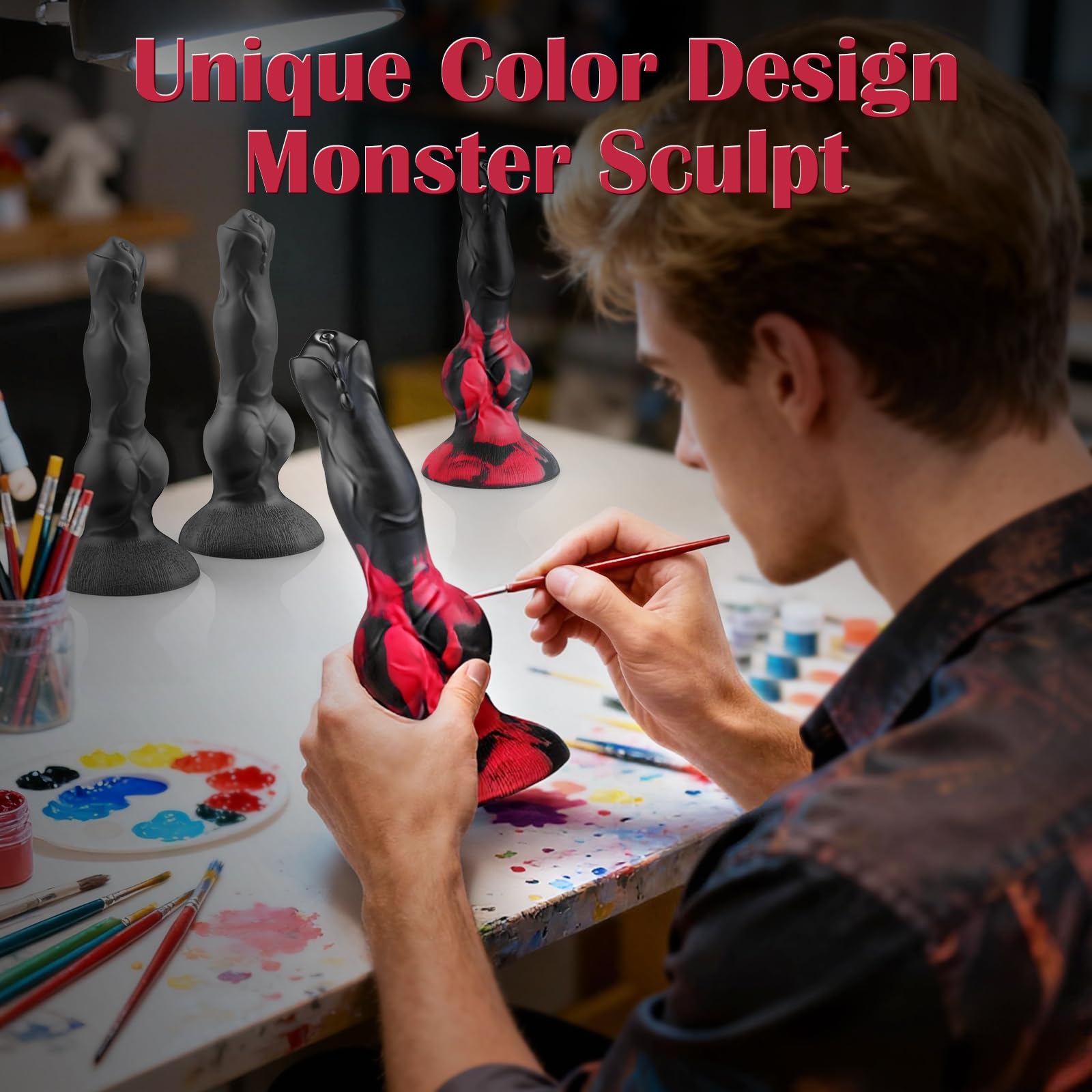 Squirting Monster Dildo Sex Toys, 8.3'' Silicone Ejaculating Fantasy Dildo Soft with 2 Knots, Beginners Dog Cumming Dildos with Suction Cup for G Spot Anal, Adult Sex Toy for Women Men