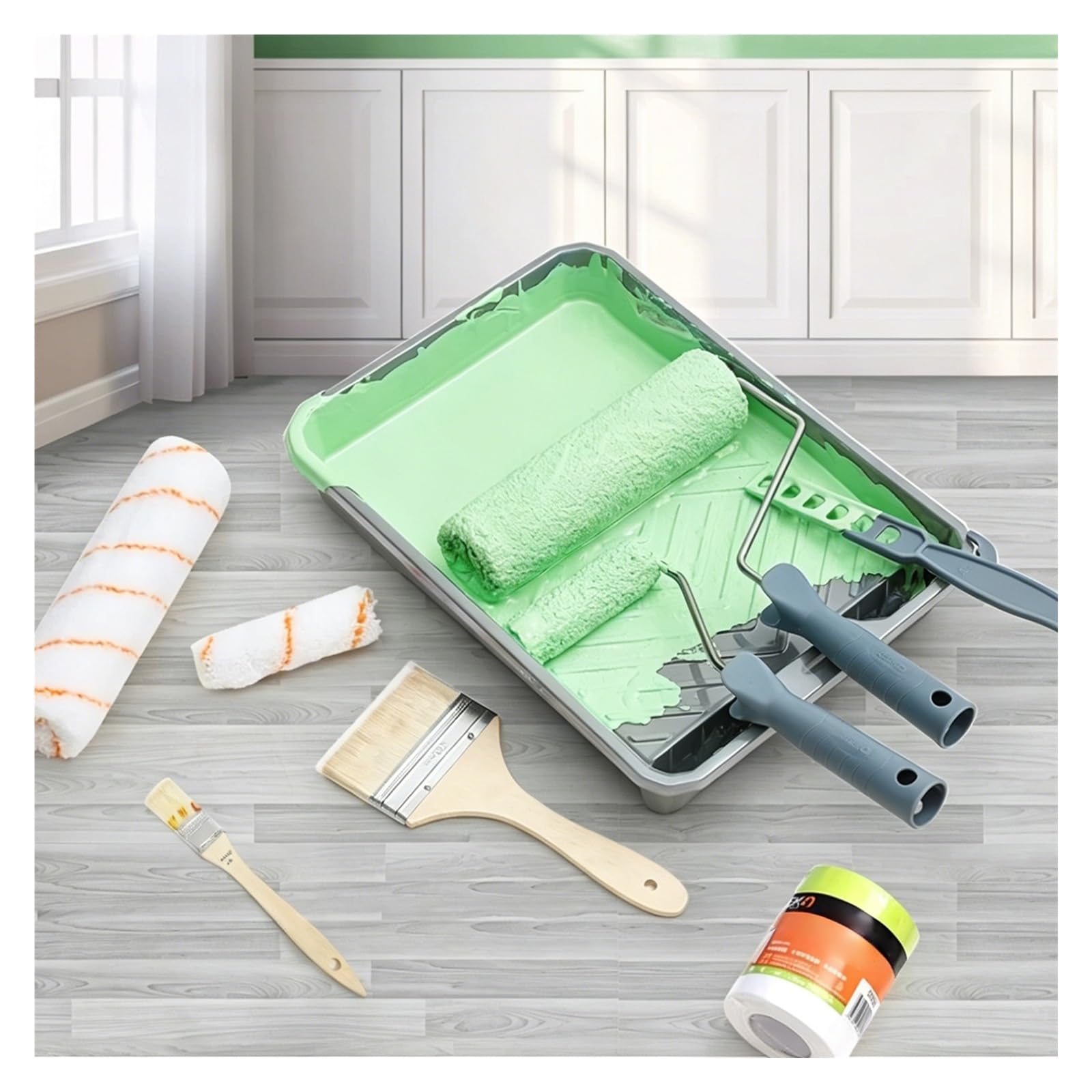 Farbroller wandfarbe Farbroller-Set für Schränke, Anstreicher-Rollenabdeckungen 10 23 cm mit Tablett und Zubehör, Malerzubehör für Innenwände und Decken