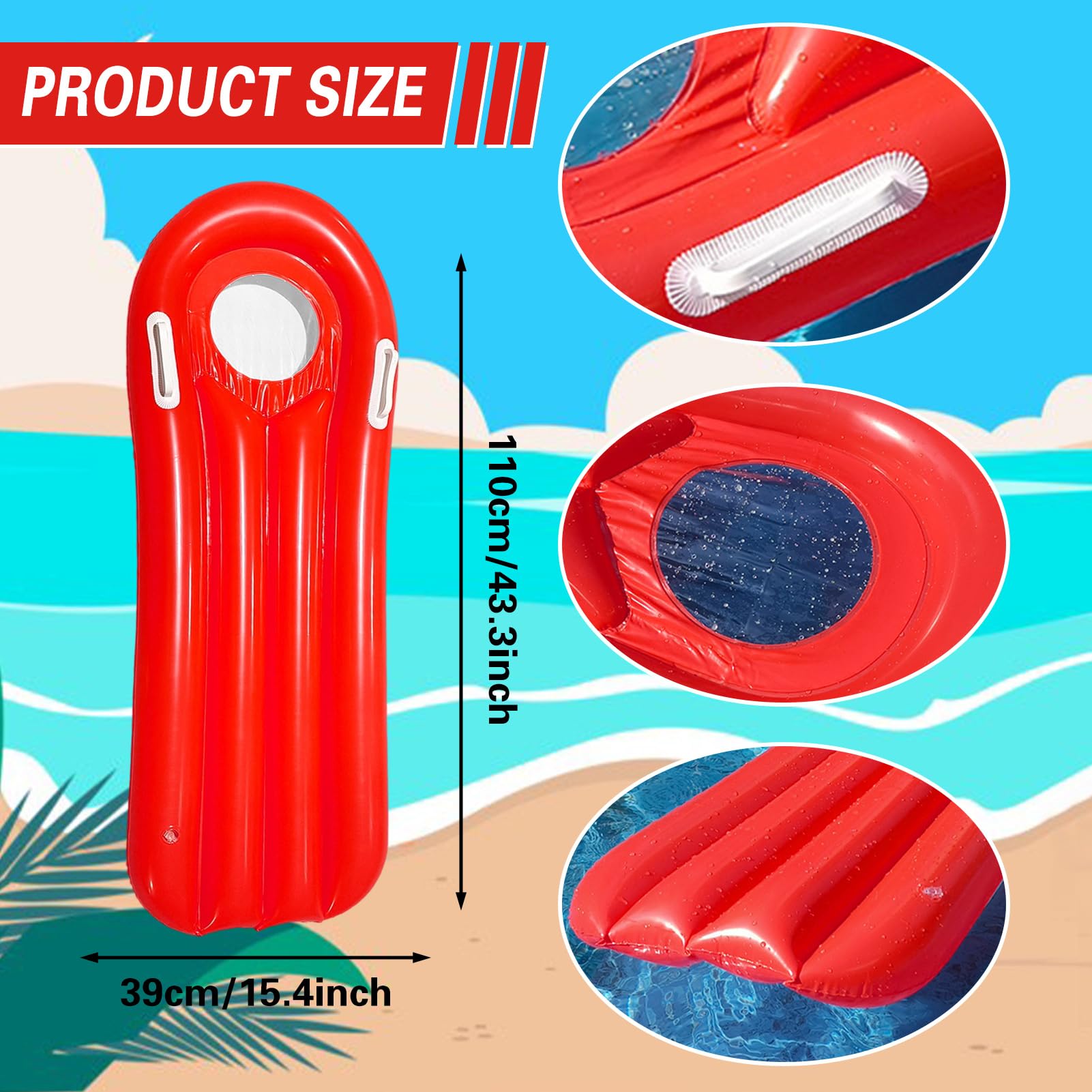 5 Pieces Lifeguard Costume Baywatch Fancy Dress Men Women Lifeguard Beach Accessories Fanny Pack Guard Hat Whistle Sunglasses Inflatable Floatboard for Adults Halloween Cosplay Bachelor Party (Women) - Image 3