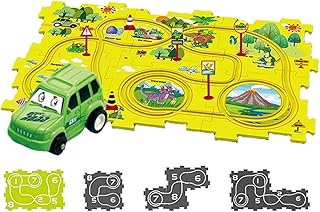 DIY Assembling Electric Trolley | Children's Educational Puzzle Track Car Play Set | Children Puzzle Track Car Play Set - Train Track Set, Educational Toys, Car Track Toy for Kids for 3+ Years Old