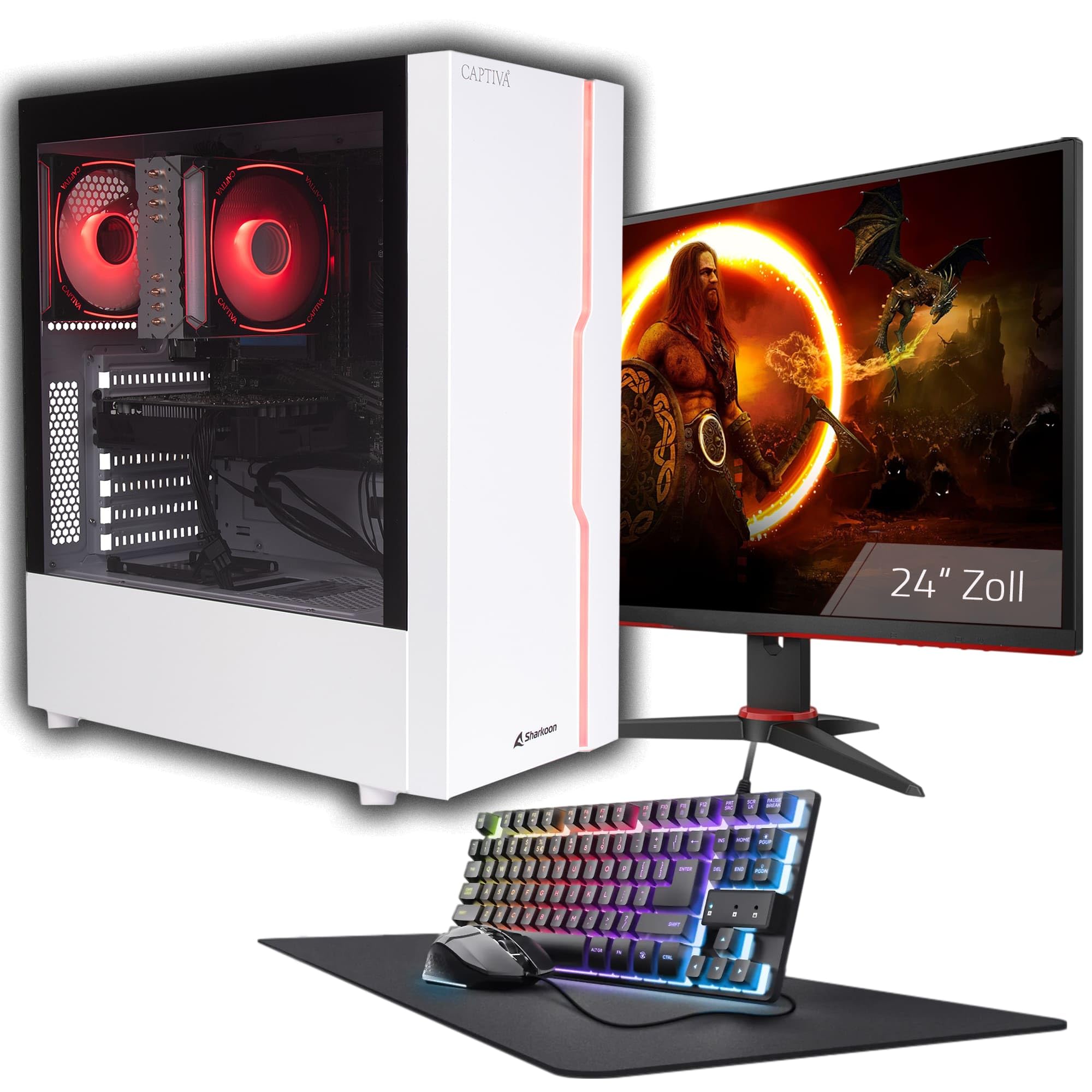 Captiva PC Advanced Gaming R93-504 TFT Bundle – Ryzen 5 7500F, RTX 5060, 1TB SSD, 16GB RAM, 24'' TFT