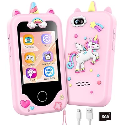 Kids Smart Phone with Dual Camera, Game & Music Player, Toddler Learning Play Toy Cell Phone, Gifts for Girls, Christmas, Birthday, Age 3-10, Light Pink