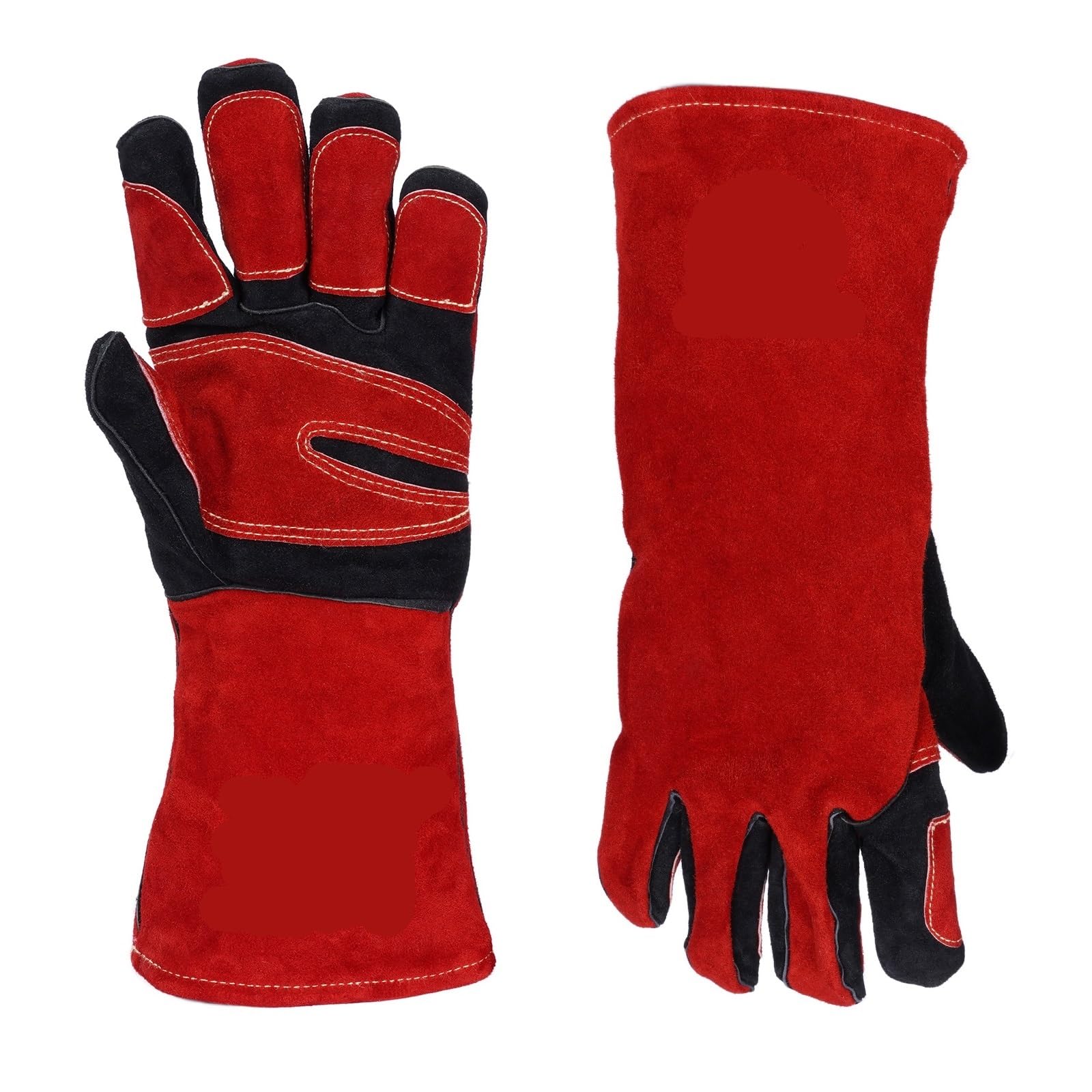 Guantes Soldador Guantes de soldadura 14 pulgadas, guantes resistentes al calor for barbacoa/guantes manipulación animales con manga Extra larga
