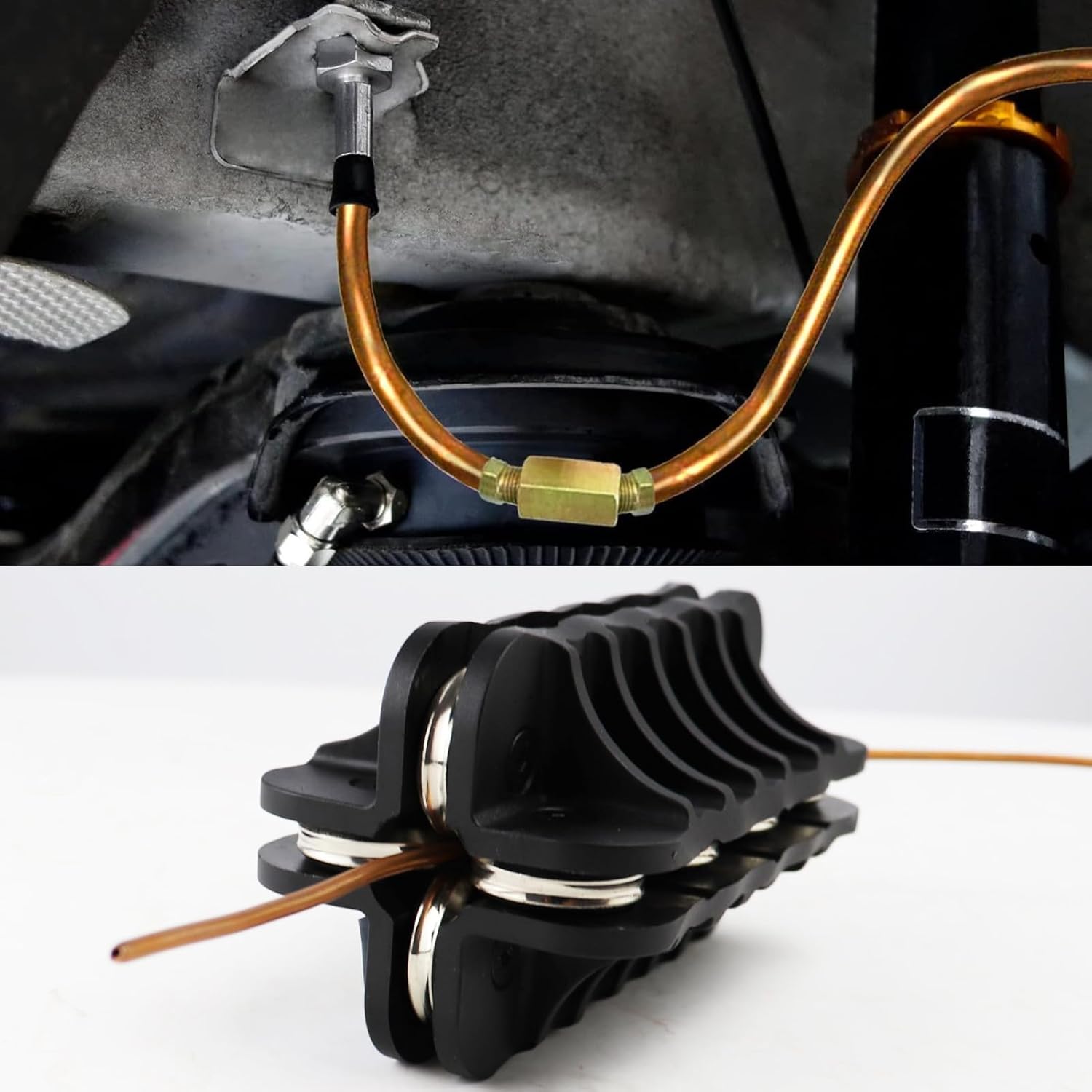 AUNMAS Professional 1/8 Inch Brake Line and Fuel Line Straightener Tool Handheld Tubing Roller Straightener Kit for Copper Aluminum Steel Pipes