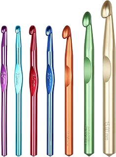 Coopay 7pcs Huge Crochet Hook Set, Large Size Metal Crochet Hooks 15mm 12mm 10mm 9.0mm 8.0mm 7.0mm 6.5mm Crocheting Hook Chunky Crochet Needles for Crocheting Blankets & Rugs, Ideal Giant Crochet Kit