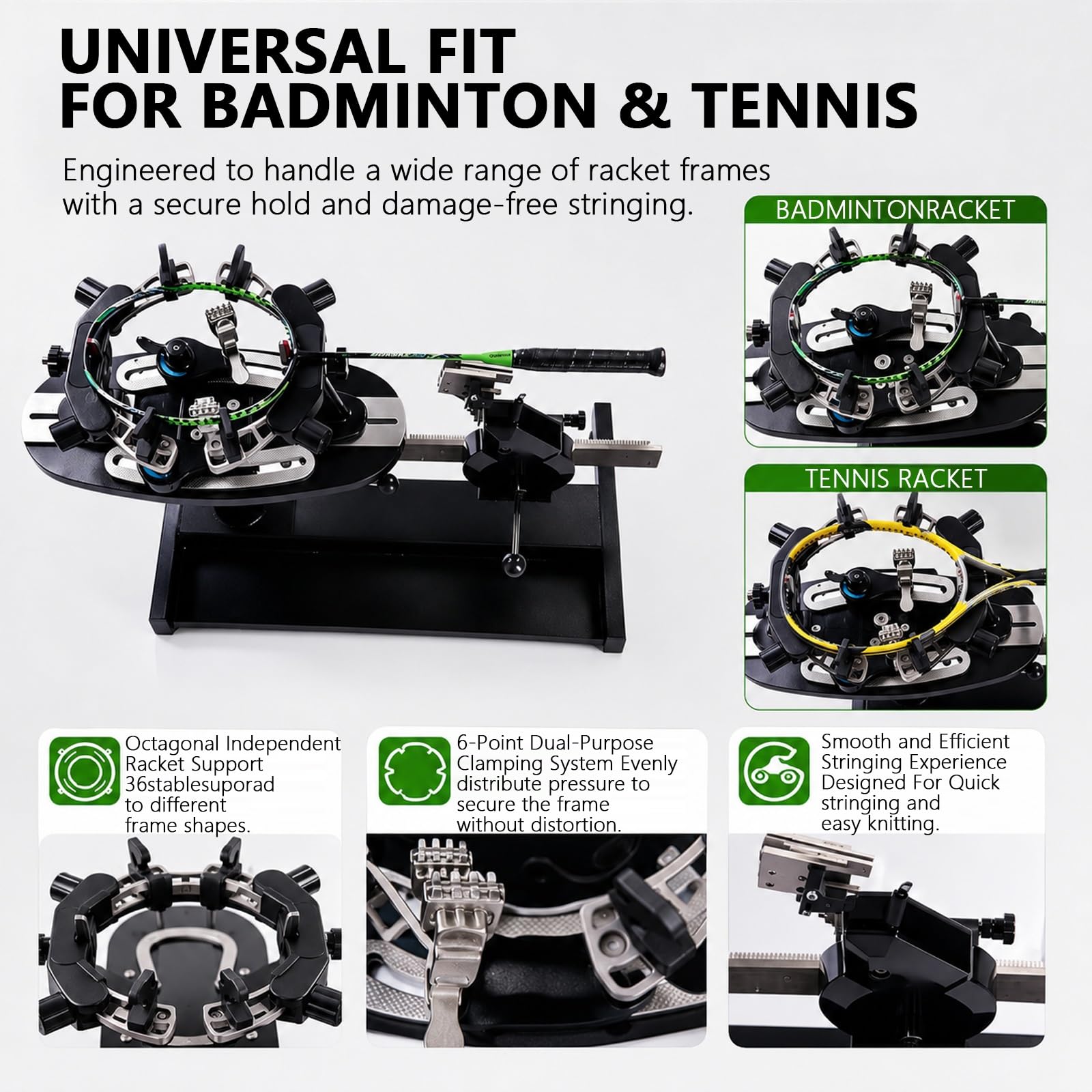 Incordatrice per racchetta da badminton, velocità manuale regolabile con accessori per uso domestico, ideale per principianti auto-stringante, compatta e portatile