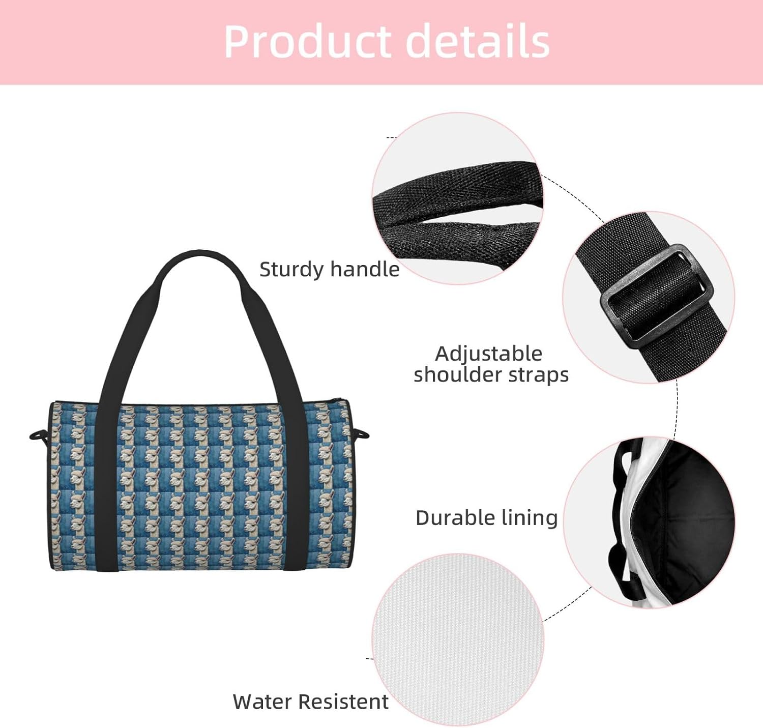 Alpaca Llama Print Sports Tote Bag Lightweight Water-Resistant Gym Backpack Travel Supplies