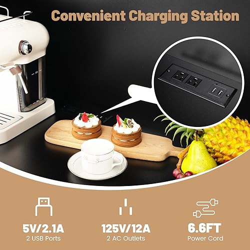 Miniatura 9 de LOKO Armario de almacenamiento de cocina con estación de carga, gabinete de despensa de 71 pulgadas de alto con estantes ajustables, 3 gabinetes y