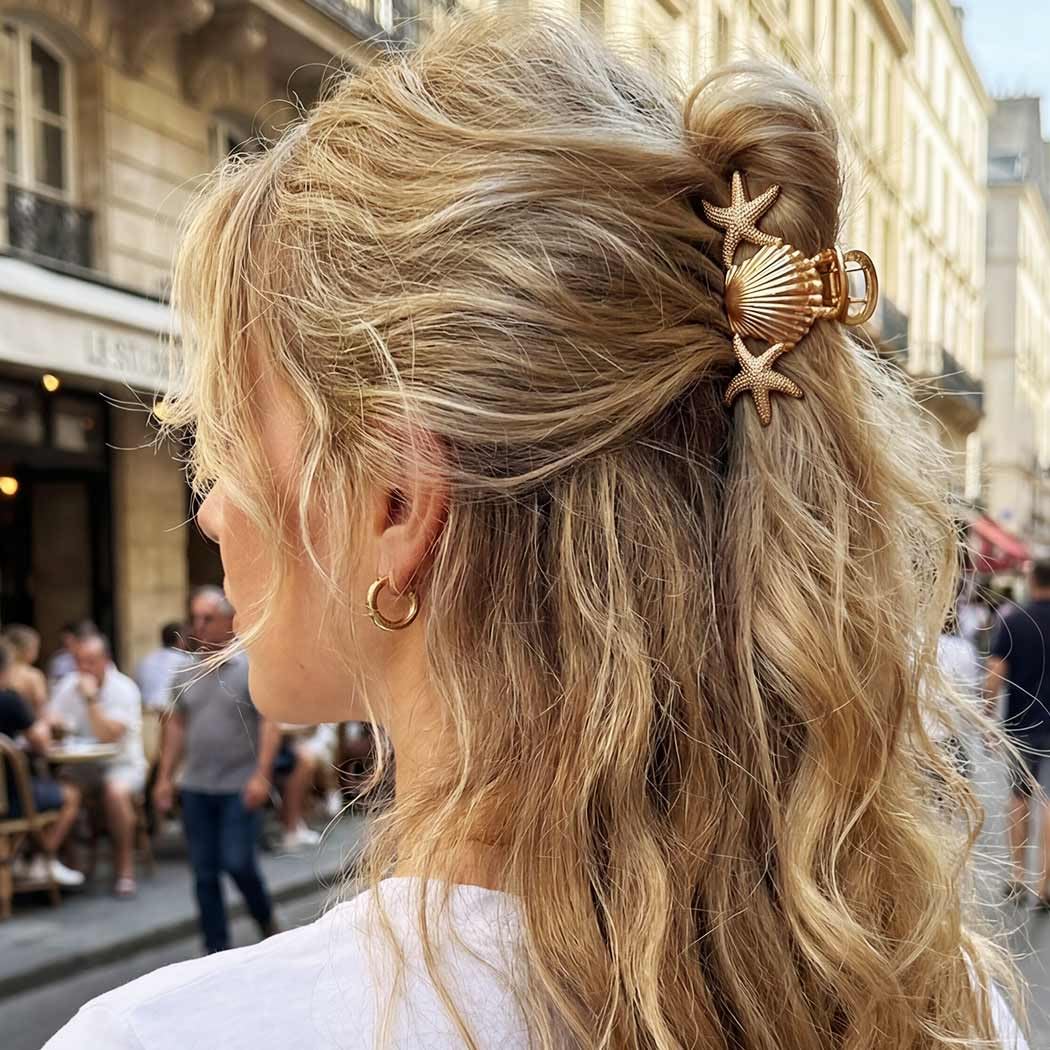 CAKURE Seashell Hair Clips Gold Starfish Claw Clips Small Unique Hair Accessories for Women and Girls (Pack of 3) - Image 5