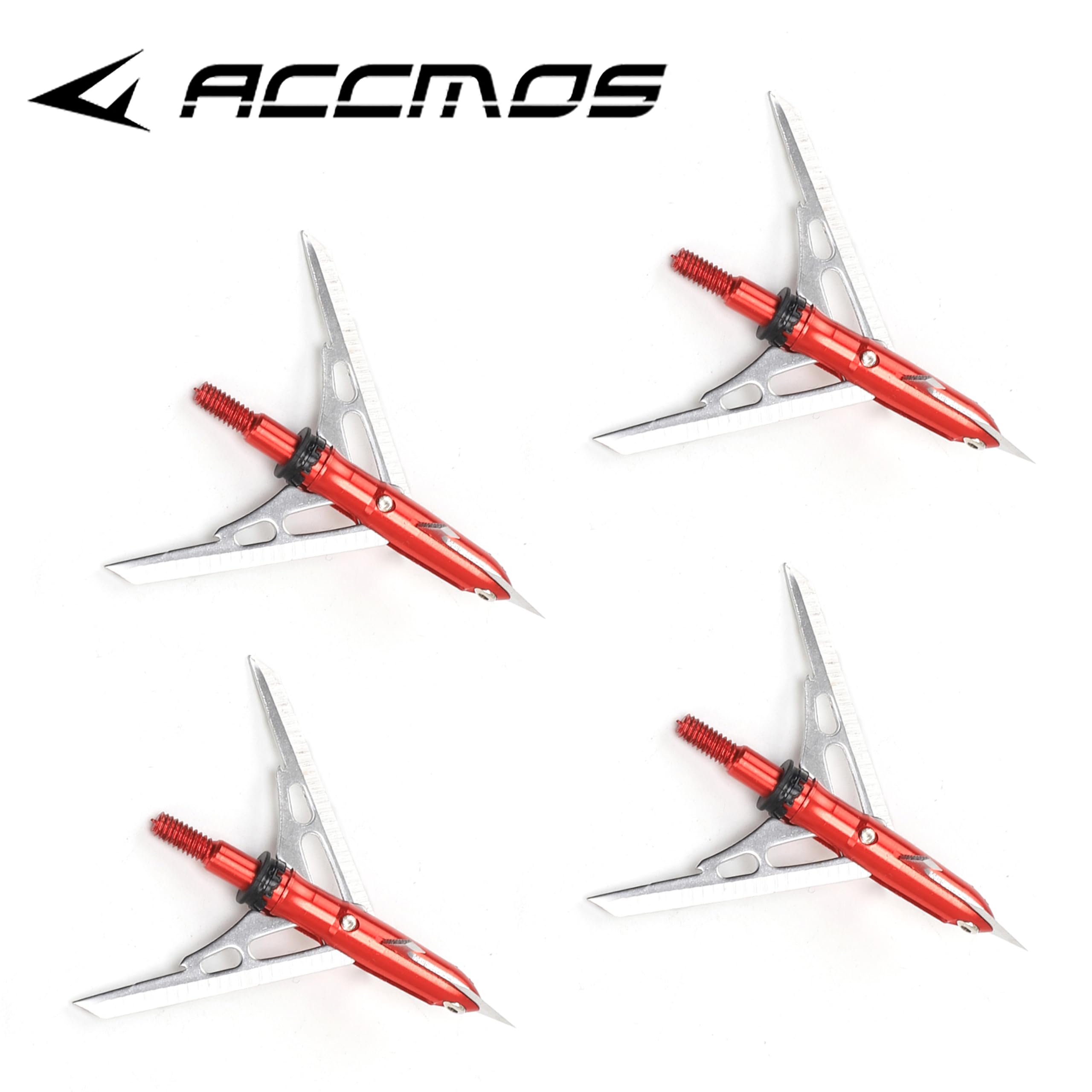 ACCMOS 6/12 Pezzi Freccia Broadhead Punte di Freccia da Caccia 100 Grani per Arco Compound Arco Ricurvo Tiro a Segno Caccia Accessori per Frecce (12 PCS)