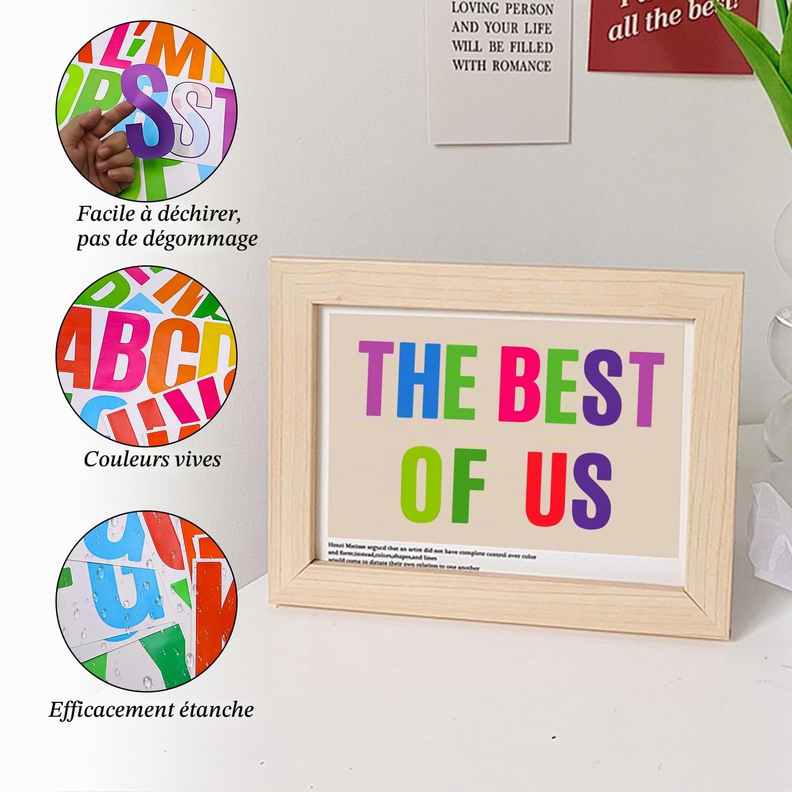 GETRICH Lettre Autocollantes, 15 Feuilles Lettres Adhesives Imperméables, Autocollants Alphabet en Vinyle Imperméable pour Boîte Aux Lettres, Panneaux, Voitures, Numéro D'adresse, Portes