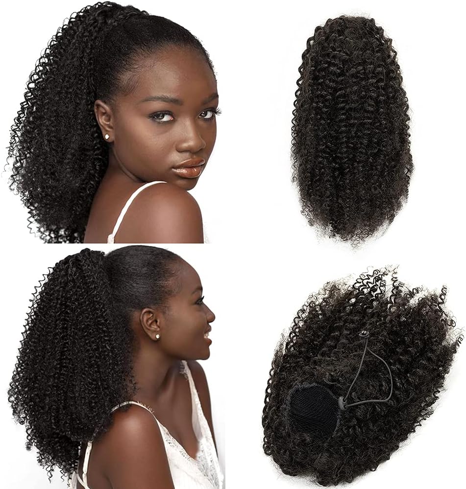 Malaysian Afro Kinky Curly Ponytail Clip-in