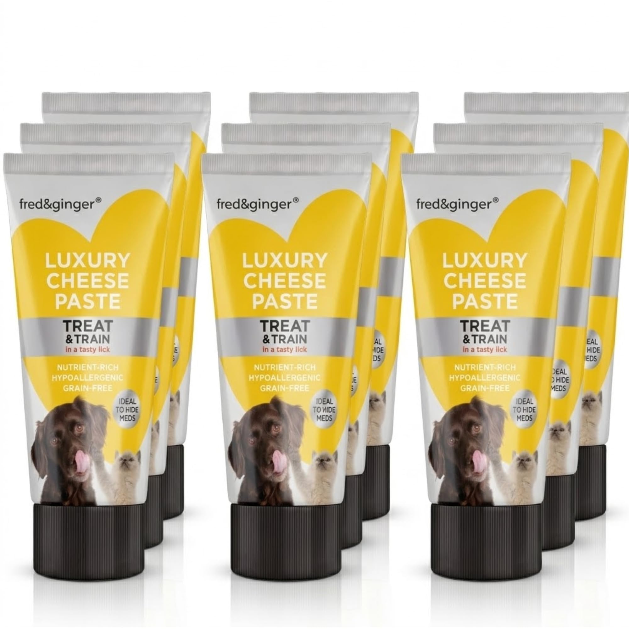 Luxury Cheese Paste 9 x 75g | Dog & Cat Pate | Dog Training Treats | Puppy Treats | Lick Mat Paste for Dogs & Cats | By Trusty Pet Supplies