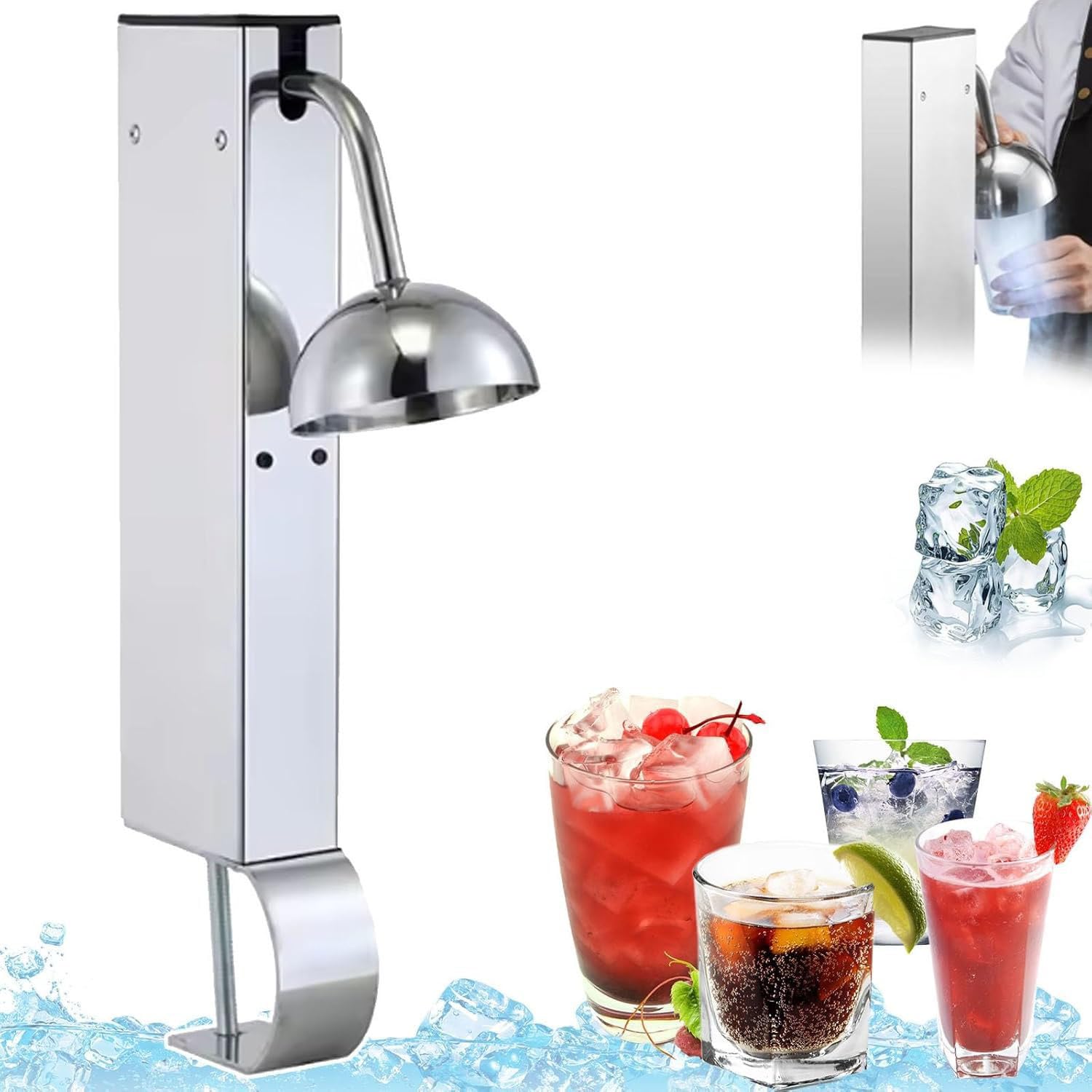 LjlXanthiper Stainless Steel Ice Cup Machine,Mini Co2 Glass Froster Maker,Professional Glass Froster Chiller,Be -25°c Quickly,For Glasses Cocktail,Beer,Wine,For Bar,Restaurant,Kitchen A