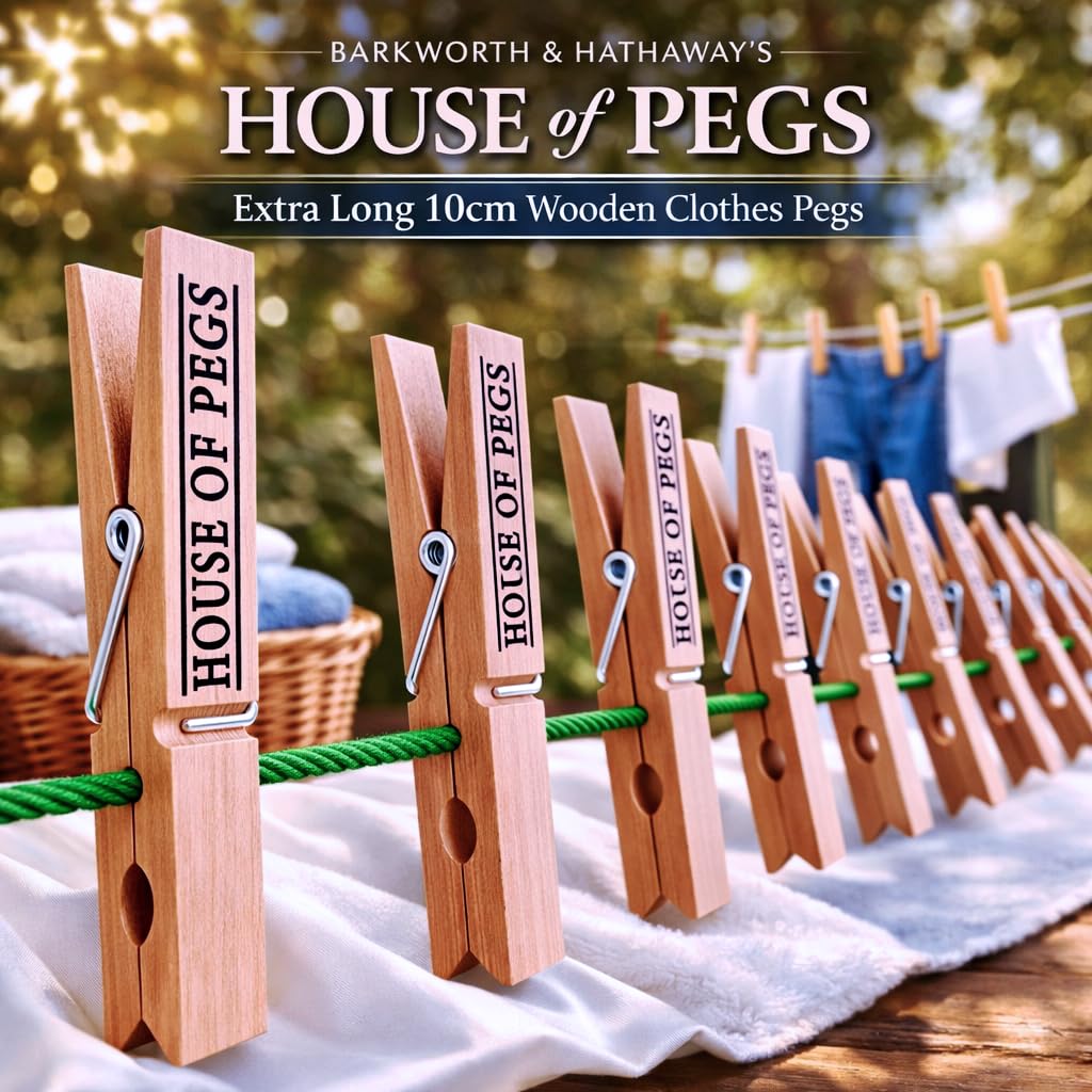 House Of Pegs Mollette In Legno Di Betulla 100 Pezzi - Extra Lunghe 10 Cm, Multicolori Per Fai Da Te, Artigianato, Decorazioni, Regali, Espositori, Clip Creative - 4