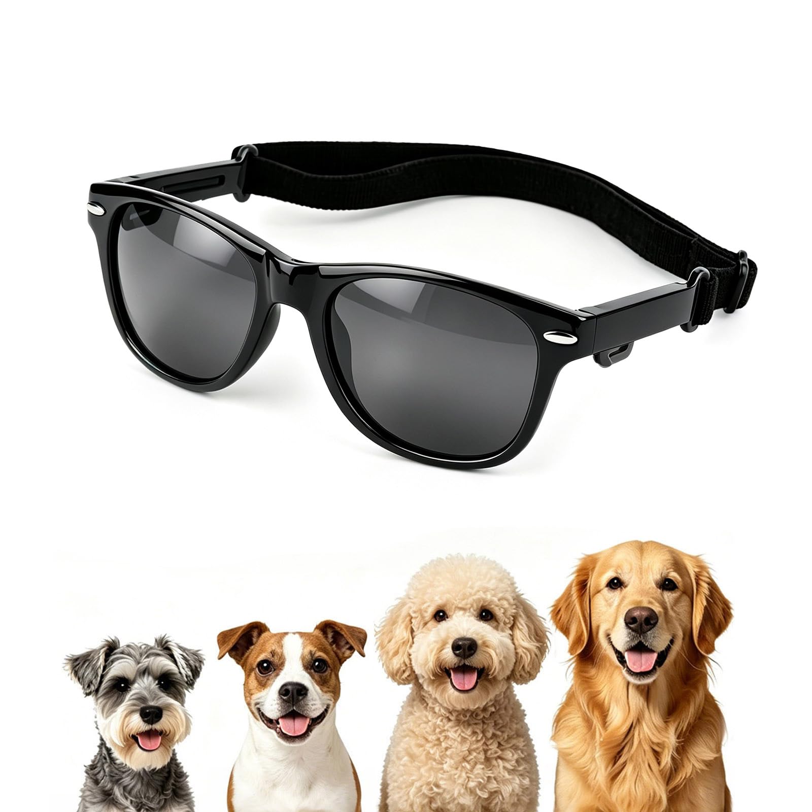 Namsan Dog Sunglasses for Large Dogs, UV Protection Large Dog Sun Glasses Outdoors Riding Driving, Pet Glasses Photoshoot Prop for Party Halloween Christmas Cosplay, Black L