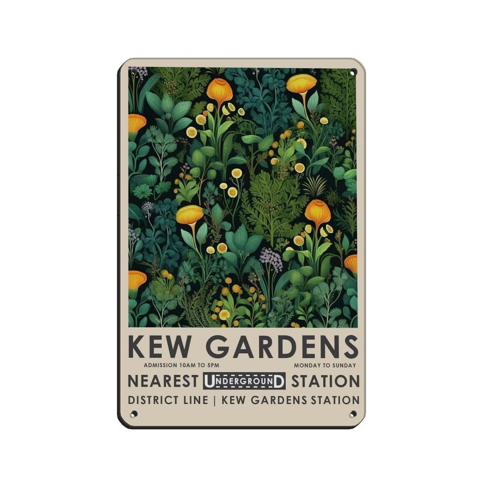 Kew Gardens, Vintage Botanical Poster (7) Retro Poster Metal Tin Sign Chic Art Retro Iron Painting Bar People Cave Cafe Family Garage Poster Wall Decoration 8x12inch(20x30cm)