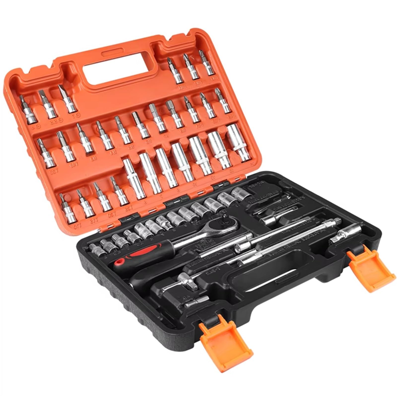 Maletín herramientas multiusos Juego Herramientas Llave 53 Piezas Juego Llaves Trinquete Juego Enchufes Kit Herramientas Automóviles Llave Dinamométrica Trinquete Reparación Combinada