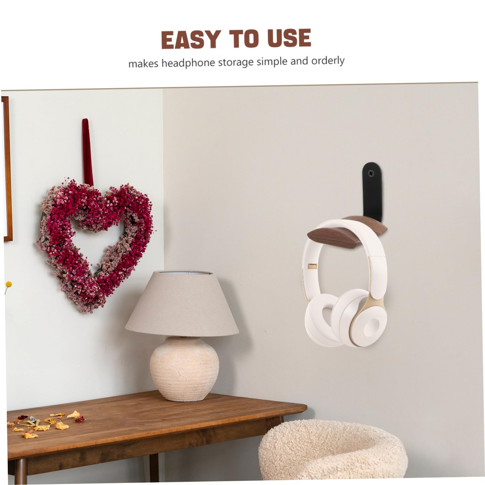 Homoyoyo Soporte para Auriculares de Pared Madera de Nogal Montaje Rápido Soporte Compacto y Resistente para Gaming y Música Organizador para Escritorio y Decoración Hogar