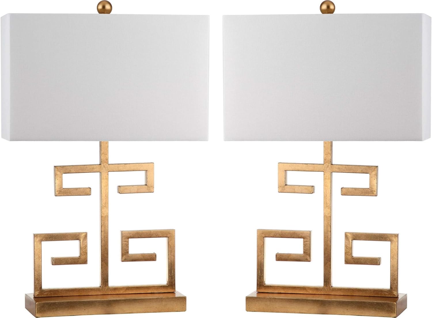 SAFAVIEH Lighting Collection – Set of 2 Greek Key Modern Gold 24-Inch Table Lamp…