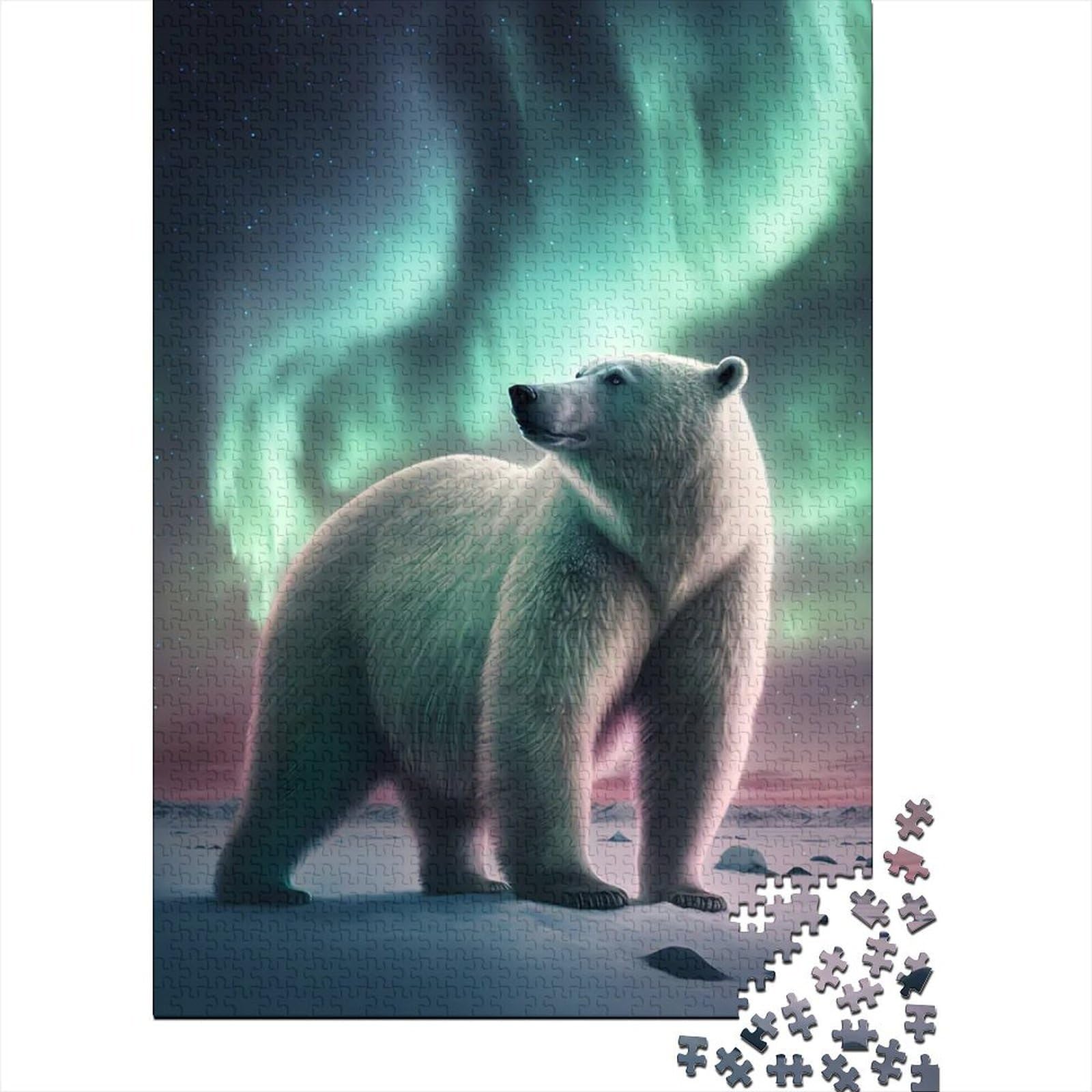 Polar Bear Aurora Sky Jigsaw Puzzle, 1000 Pcs Indoor Adult Game