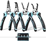 SHALL Snap Ring Pliers Set, 4-Piece Heavy Duty 7" Snap Ring Pliers, Snap Ring Pliers with 5/64" Tip, Inverted Ring Remover Bracket Pliers with Portable Case