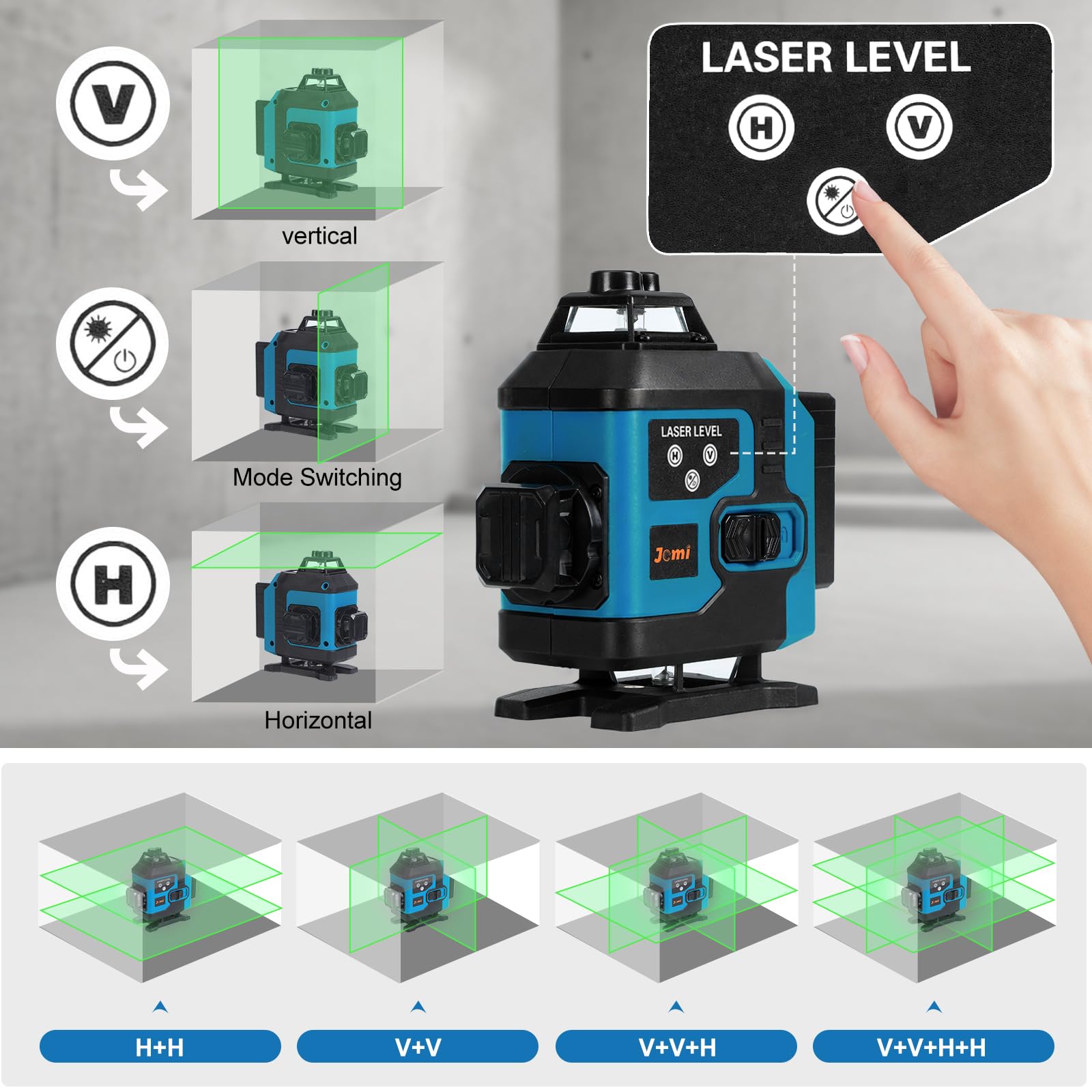 Niveau Laser 360 Autonivelant 16 Lignes Vert 4D 2 Batteries 2400mAh