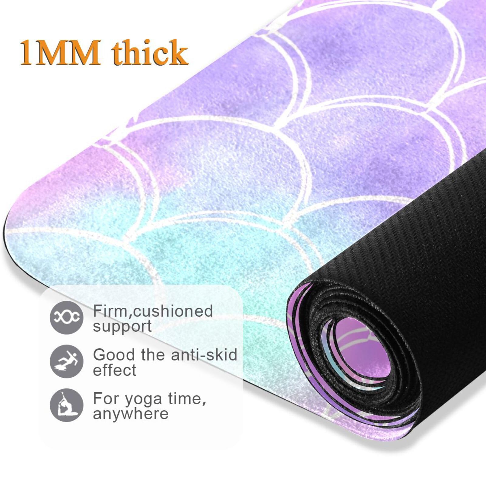Yoga-Handtuch, Regenbogen-Galaxie, Meerjungfrauen-Schuppen, rutschfest, dick, umweltfreundlich, Gummi, faltbar, Yoga-Matte für Damen, A001