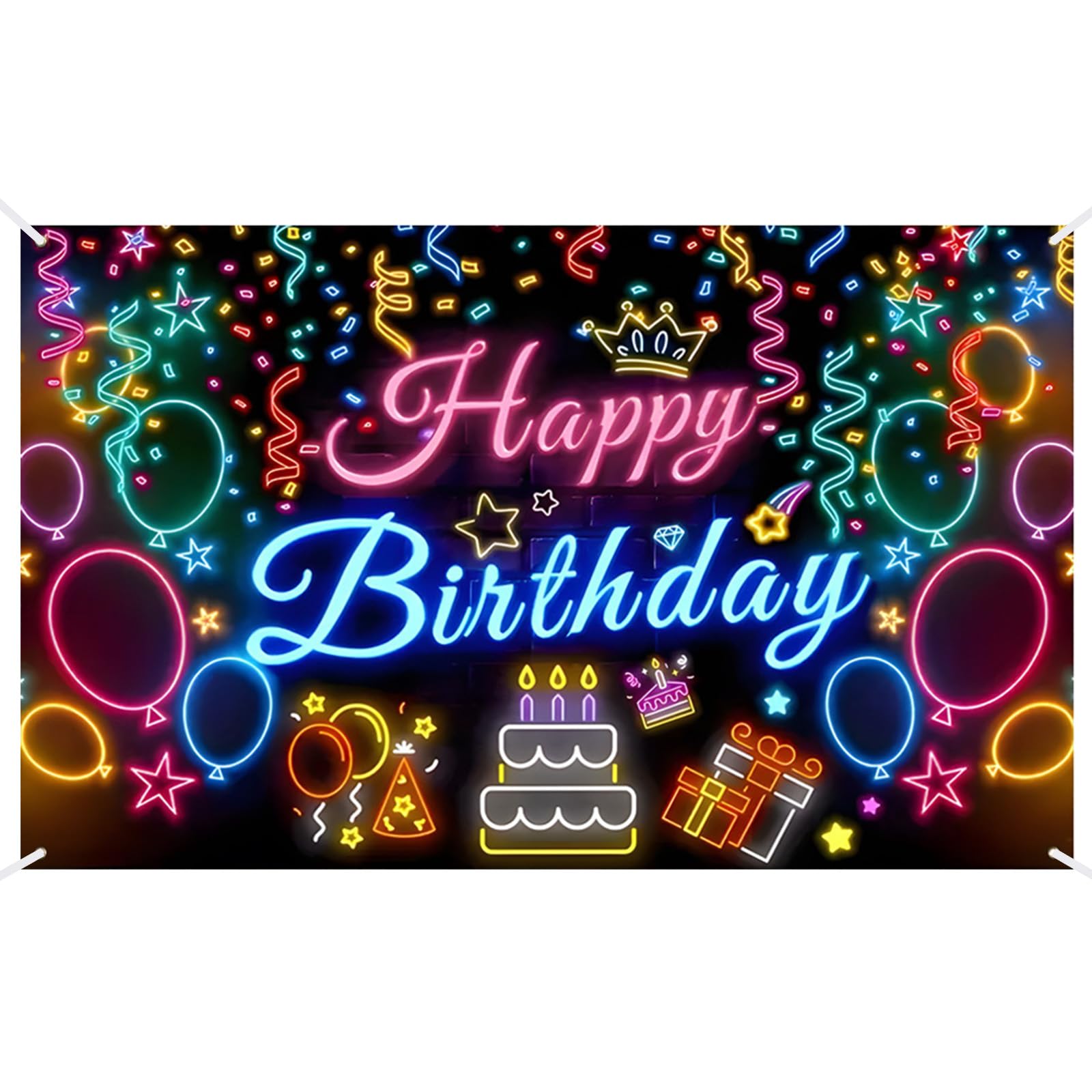 Birthday Banner Backdrop Extra Large 71 x 43 Inch Fabric Happy Birthday Sign Colorful Party Decorations Photo Booth Background for Kids Boys Girls