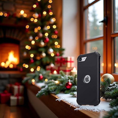 Miniatura 5 de IDweel Funda para iPhone SE 2020 con protector de pantalla de vidrio templado, funda para iPhone SE 3, 3 en 1, absorción de golpes, delgada,