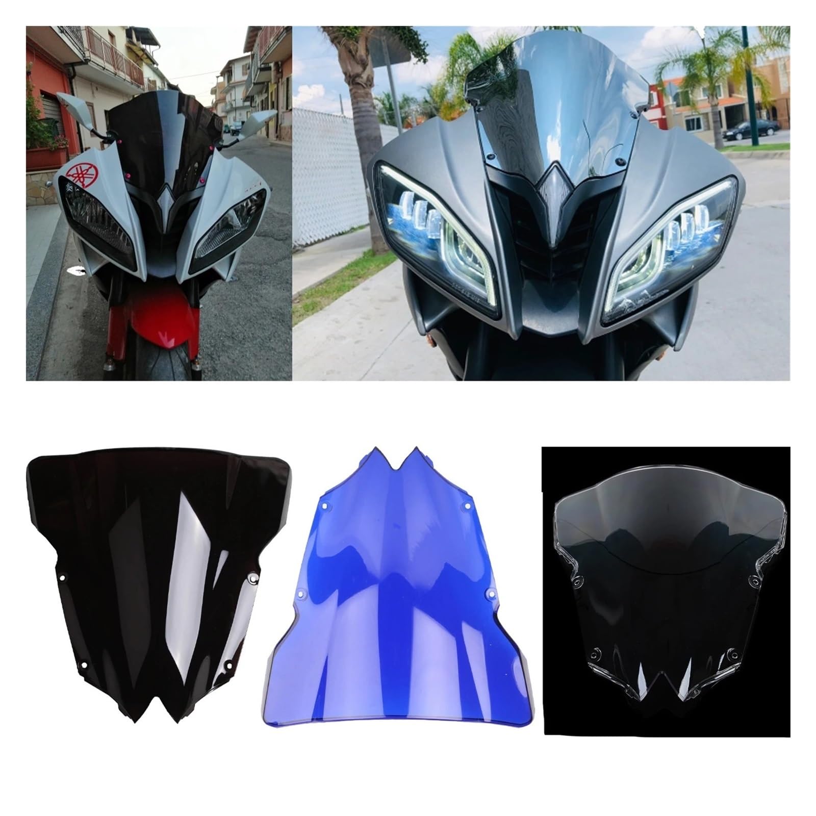Adatto Per Yamaha YZF R6 600 2008 2009 2010 2011 2012 2013 2014 2015 2016 Parabrezza Per Moto CUPOLINO VISIERA(Black)