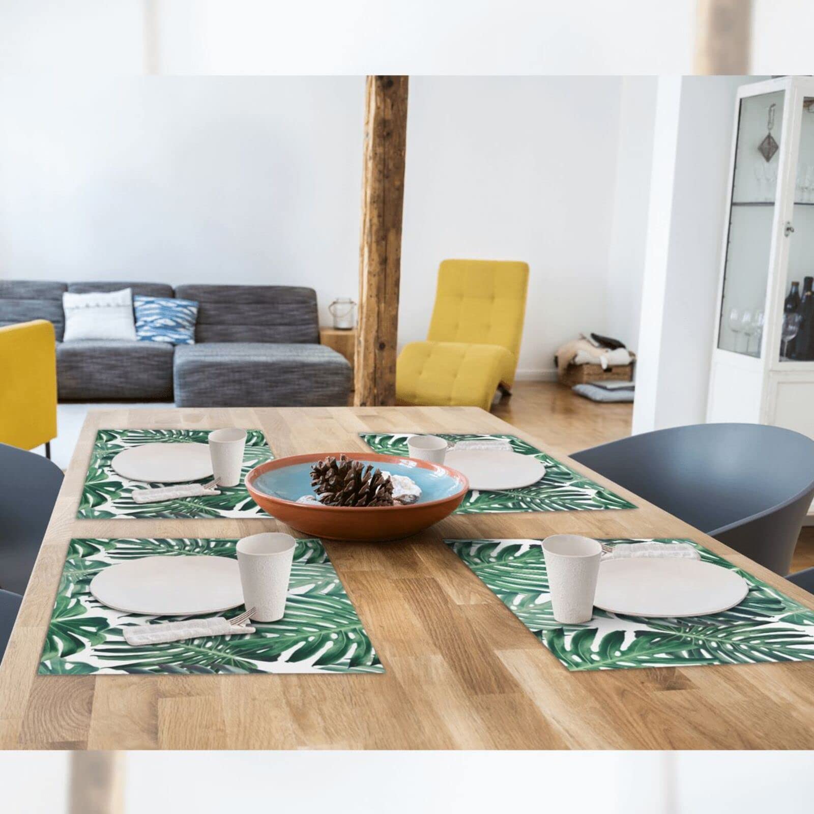 Tropische Monstera Bltter Tuch Platzsets fr Esstisch 4er Set gewebt  Platzsets rechteckig Stoff Tischsets : Amazon.de: Kche, Haushalt & Wohnen