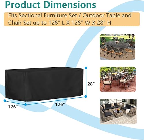 Miniatura 2 de Patio Furniture Cover Waterproof Outdoor Sectional Sofa Set Covers, Outdoor Rectangle Table and Chair Set Covers, Dust Proof Furniture Protective
