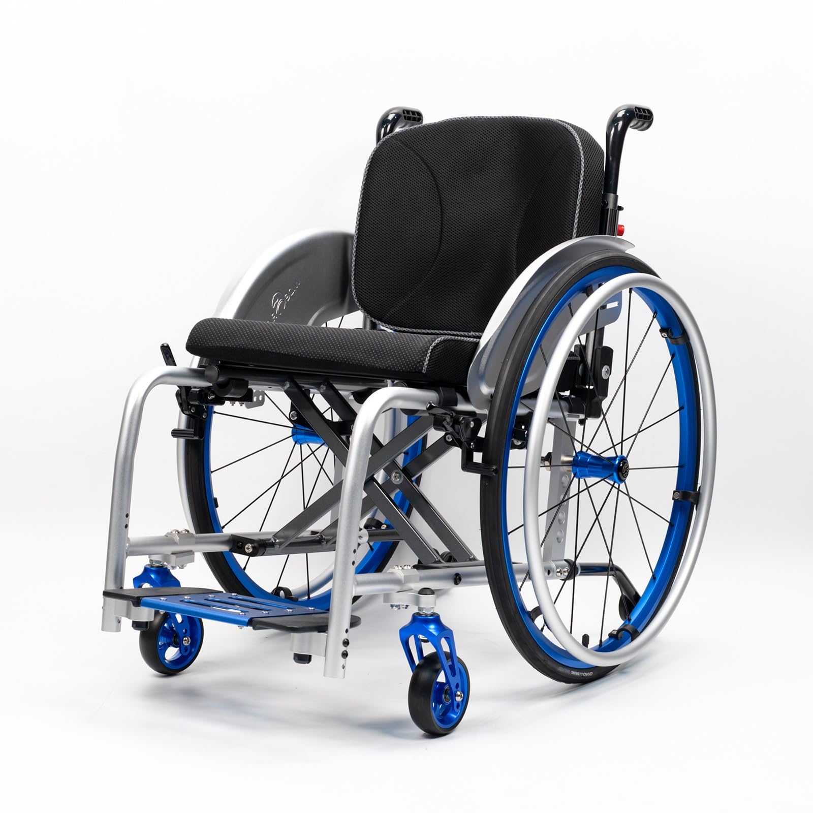 SXSLTSA Lightweight Folding All-Terrain Wheelchair Hand Brake Anti-Tipper Aluminum Sports Chair Adults Seniors, Mute Self-Propelled(Blue,Seat Width 42cm/16.5in)
