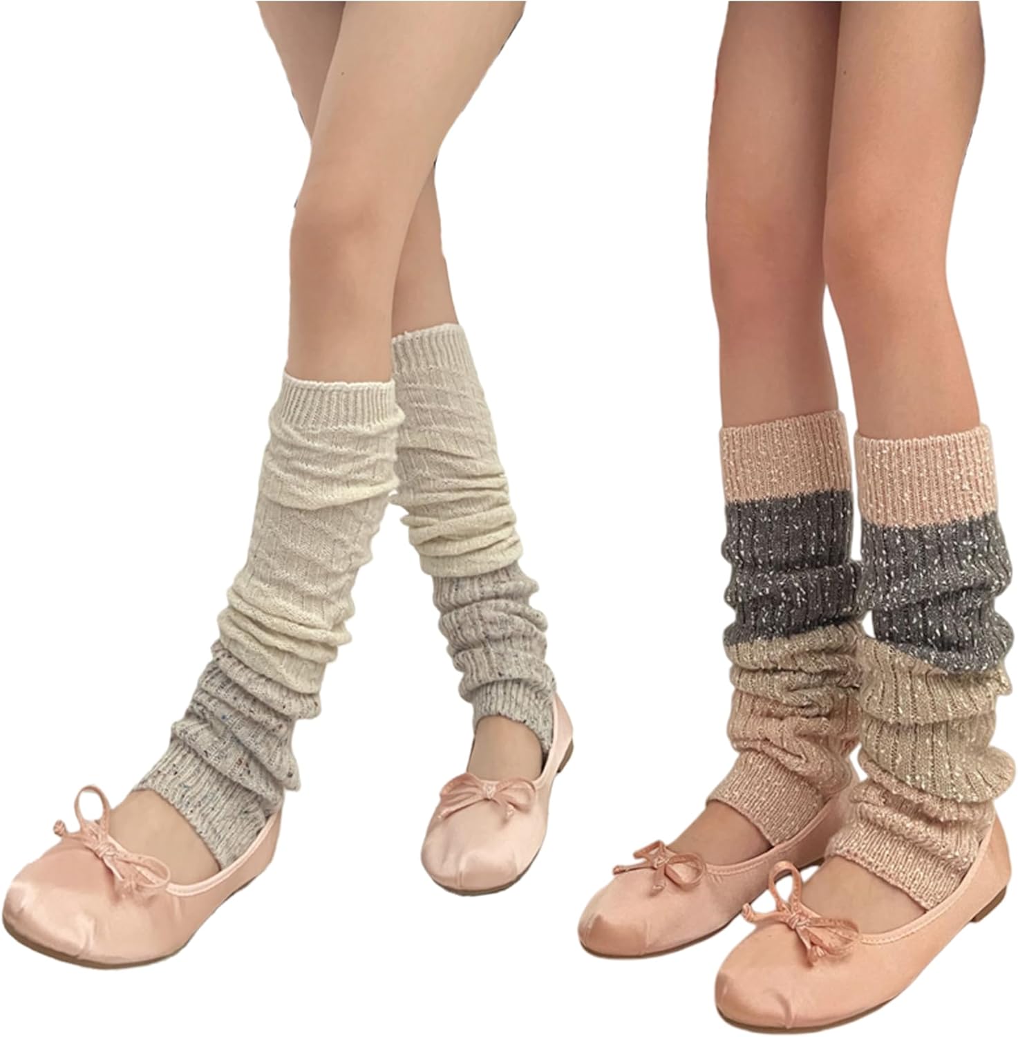 2 Pairs Women's Y2K Leg Warmers, Knitted Slouchy Leg Covers for Daily & Street Fashion