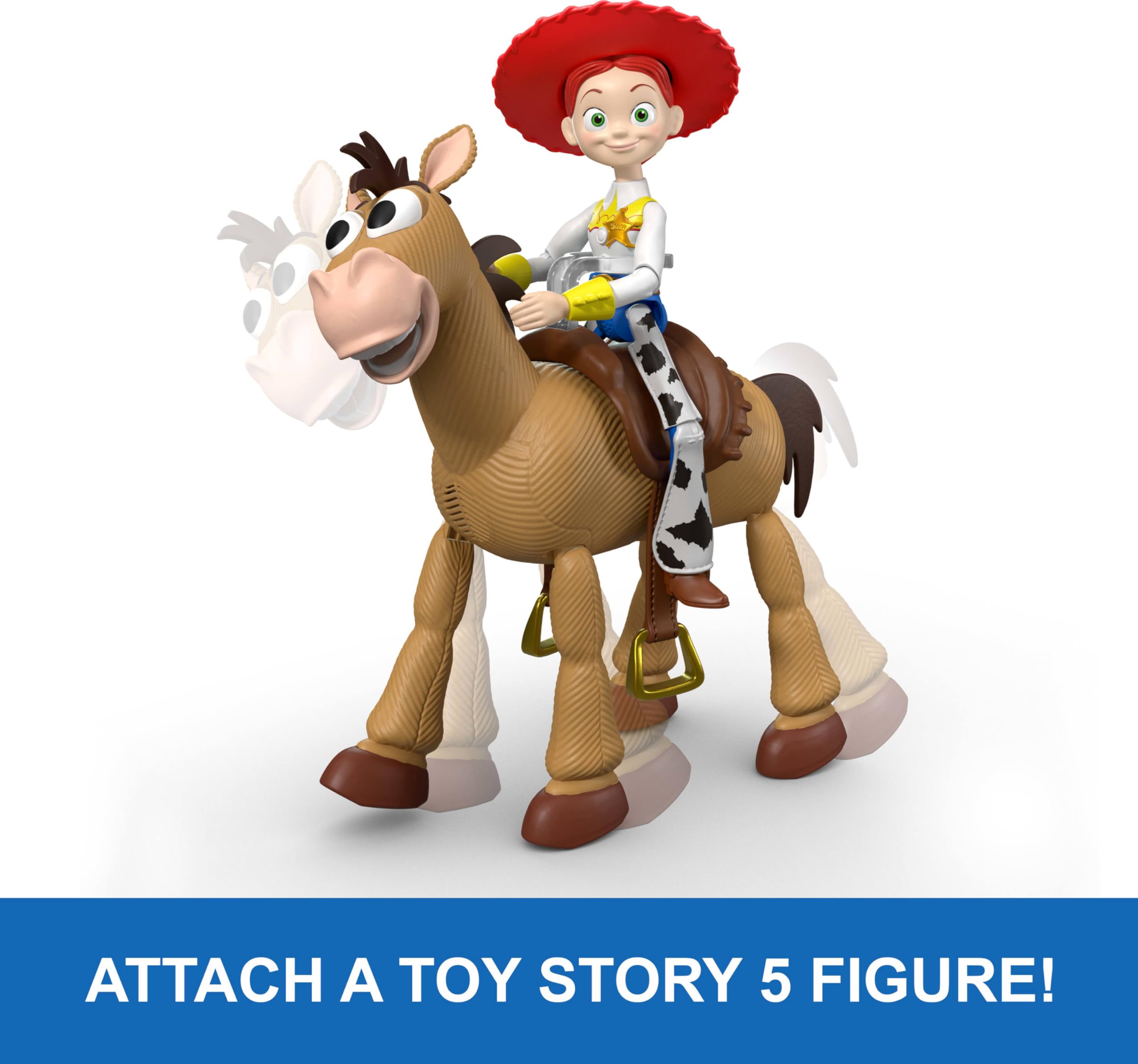 Mattel Disney i Pixar Toy Story 5 Bullseye RC | Sterowany radiowo koń zabawkowy 30 cm z dźwiękami i klipsem do figury (sprzedawany oddzielnie), JKV52