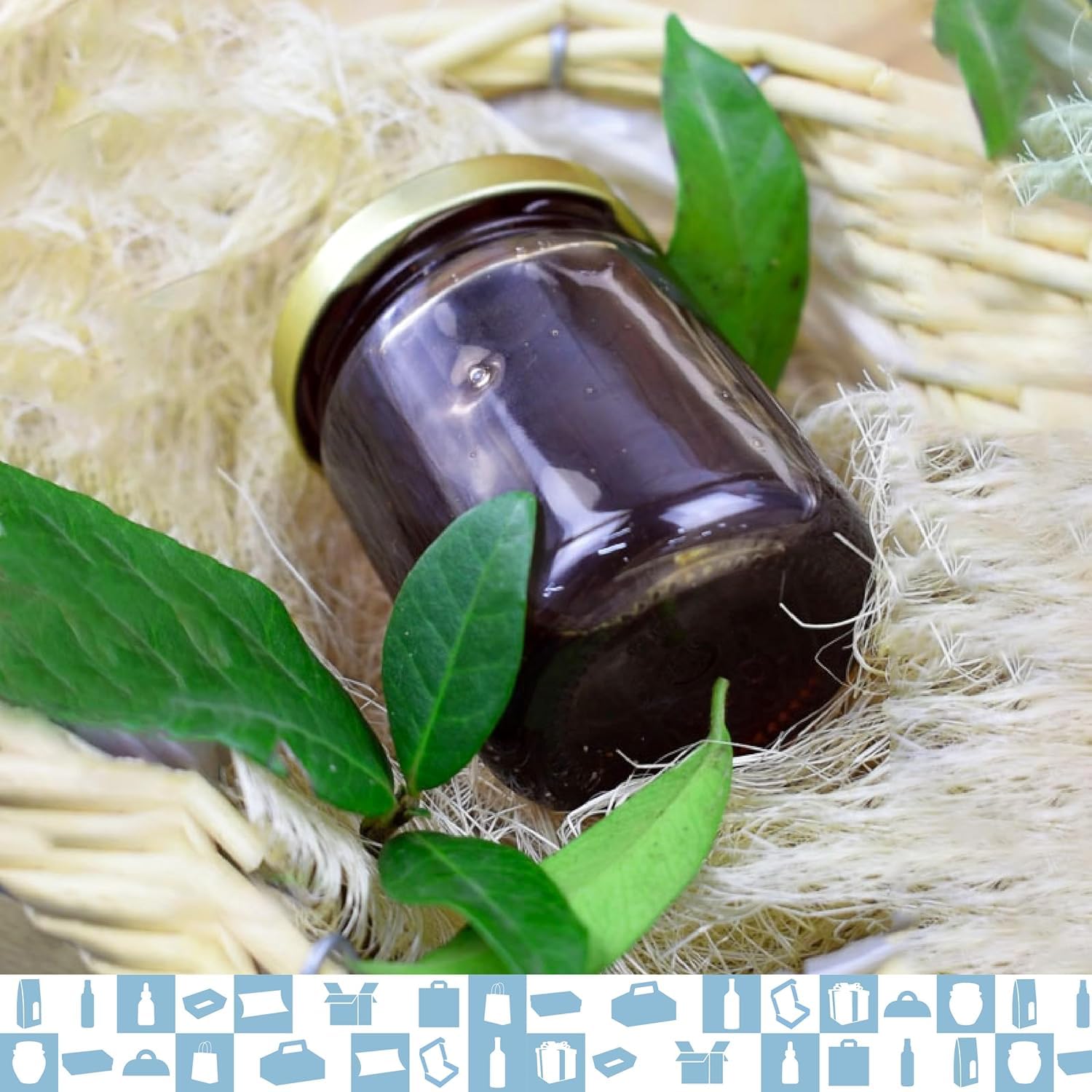 Espirito Rebelde Confezione da 20 barattoli vuoti in vetro da 100 ml con coperchio, 20 scatole, tessuto, spago di iuta e 20 etichette kraft, per marmellate, conserve, miele