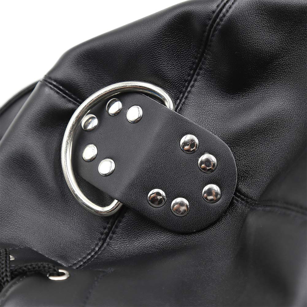 Roluck Máscara de Cuero con Cremallera y Cerradura Bondage SM Máscara de Cabeza para Hombres Mujeres Ajustable Fetiche Juguetes Sexuales, Aberturas Máscaras para Carnaval Halloween