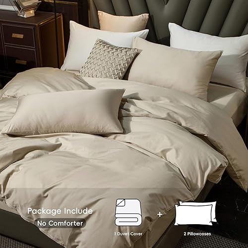 Miniatura 2 de MooMee Juego de funda de edredón de algodón de fibra extralarga, 600 hilos, textura de algodón egipcio, satén sedoso, suave, cómodo, duradero