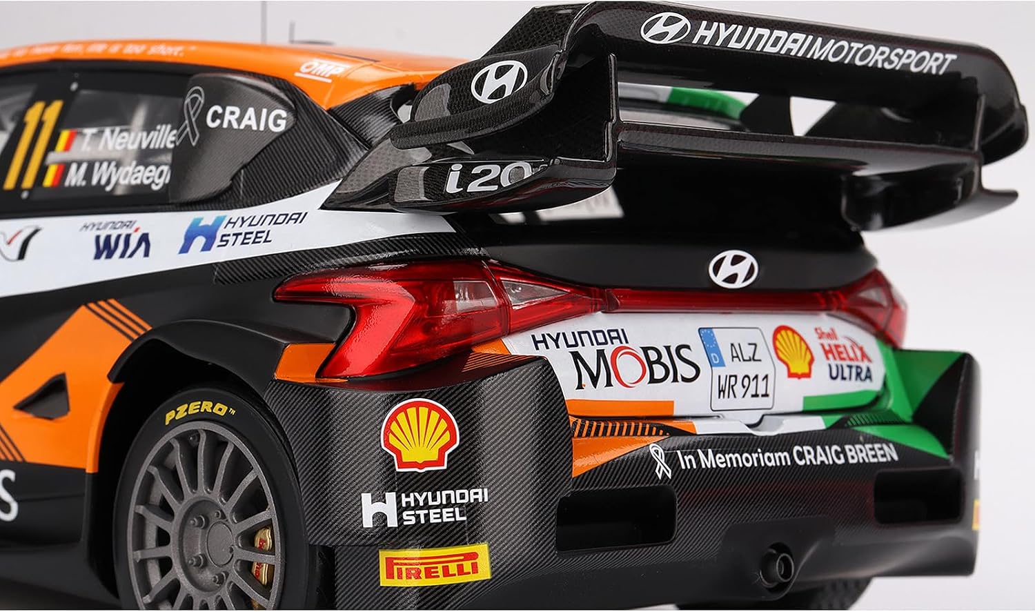 i20 N Rally1 Hybrid #11 Thierry Neuville - Martijn Wydaeghe Mobis WRT Winner Rally Croatia Power Stage (2023) 1/18 Model Car by Top Speed