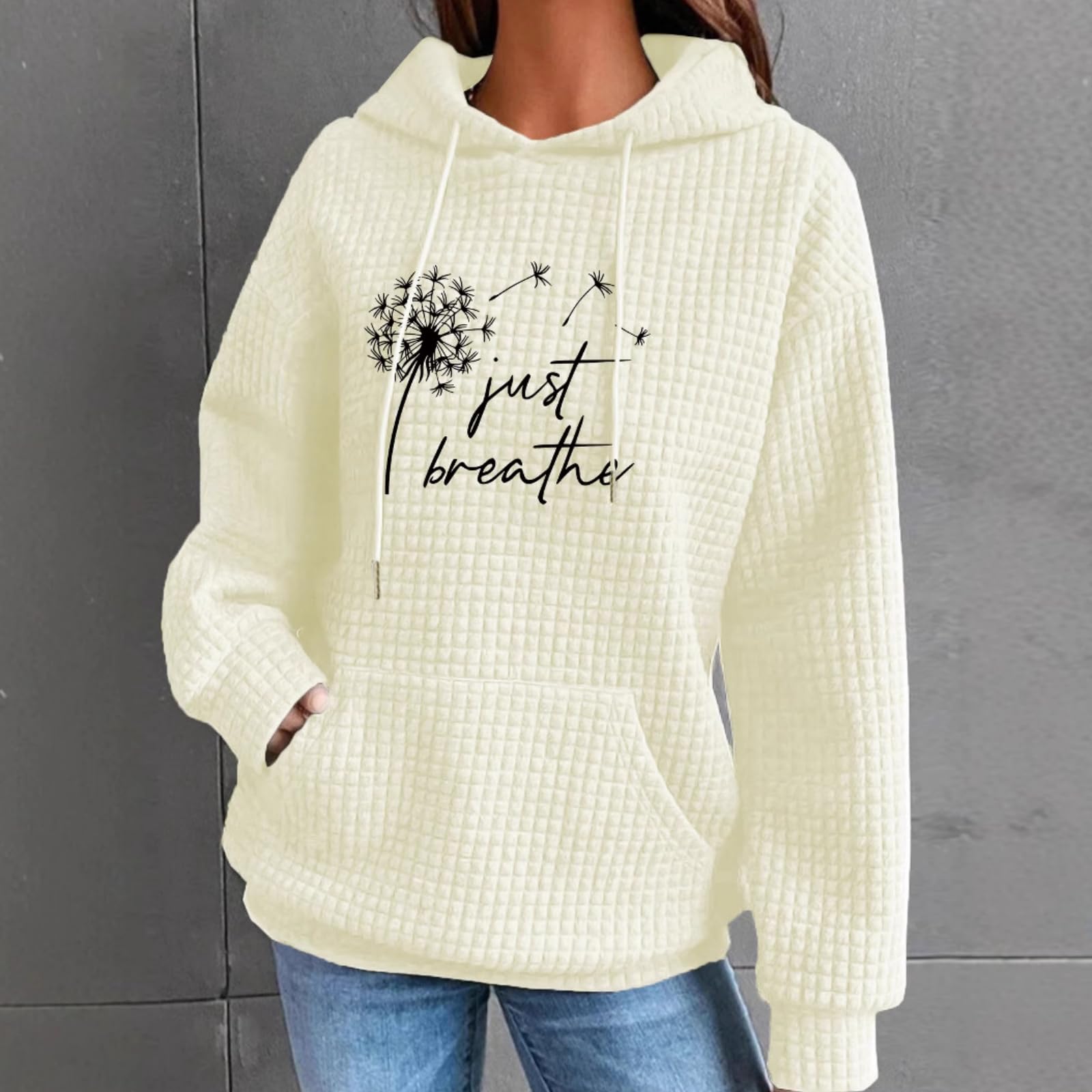 Topy z długim rękawem jesień i zima kieszeń bluza z kapturem z nadrukiem mniszka lekarskiego