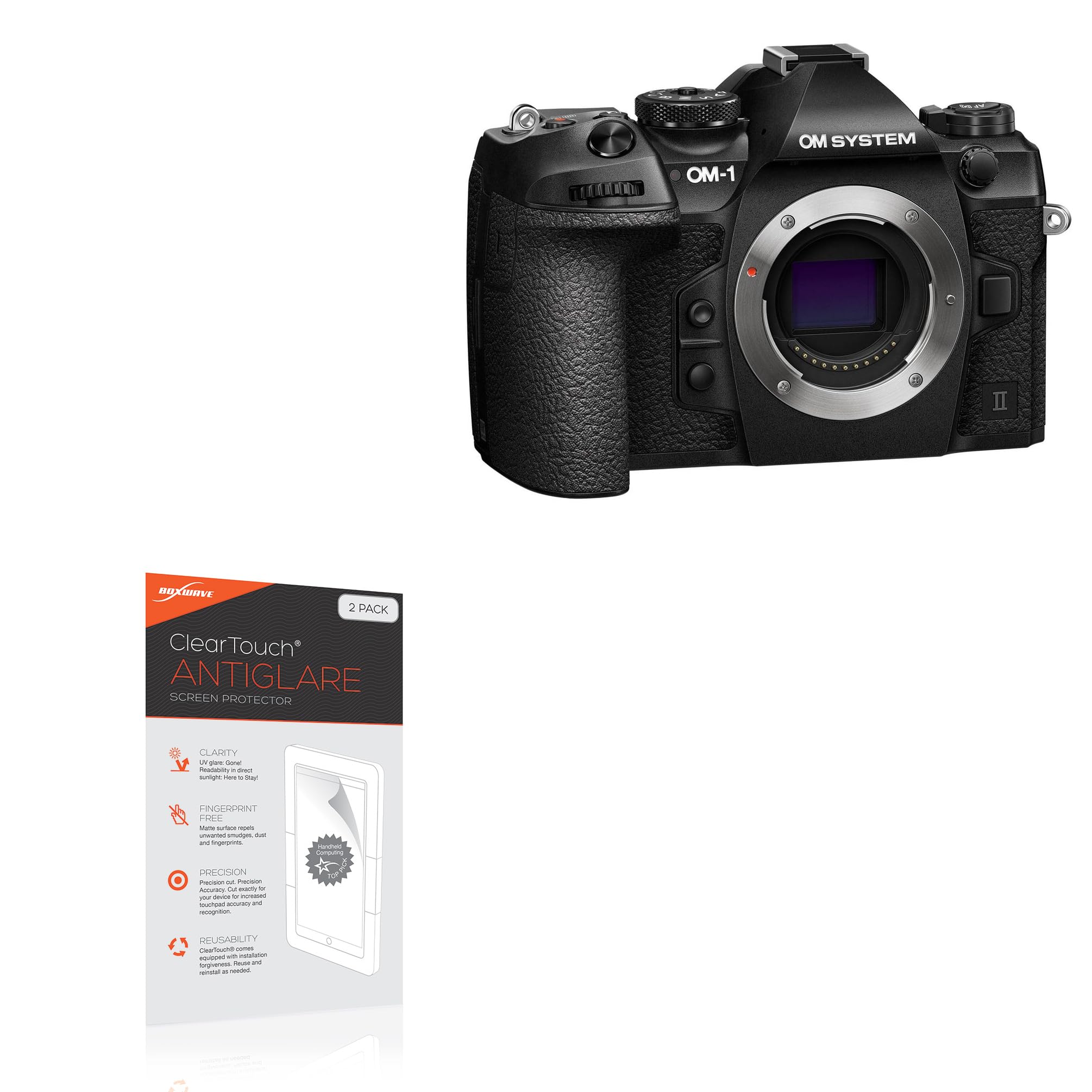 BoxWave Screen Protector Compatible With OM System OM-1 Mark II - ClearTouch Anti-Glare (2-Pack), Anti-Fingerprint Matte Film Skin