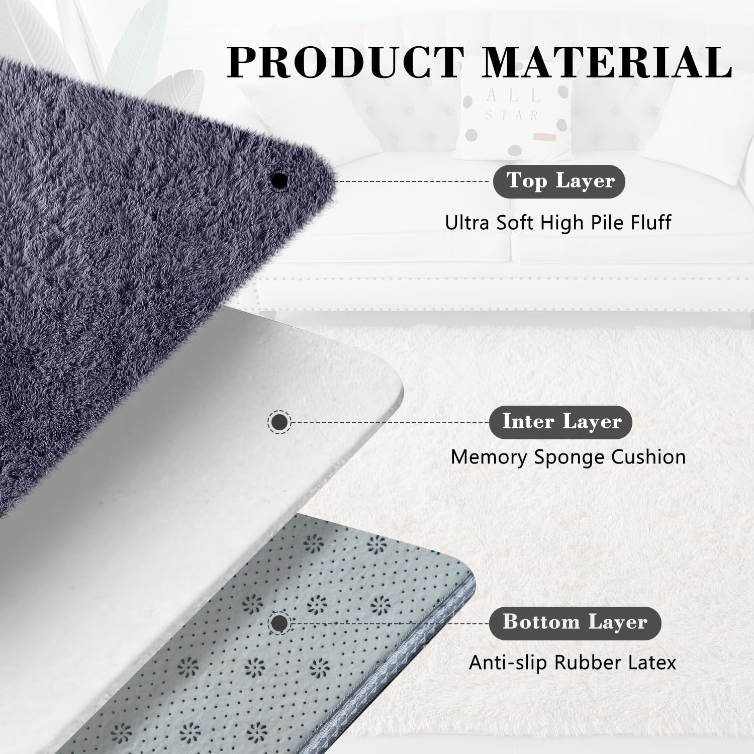 Ultra Soft Shaggy Area Rugs, 4x6 Feet Purple Rug for Bedroom Living Room, Shag Fluffy Fuzzy Area Rug for Nursery Home Decor, 4x6 Ft Alfombras para Salas (4'x6' Purple)