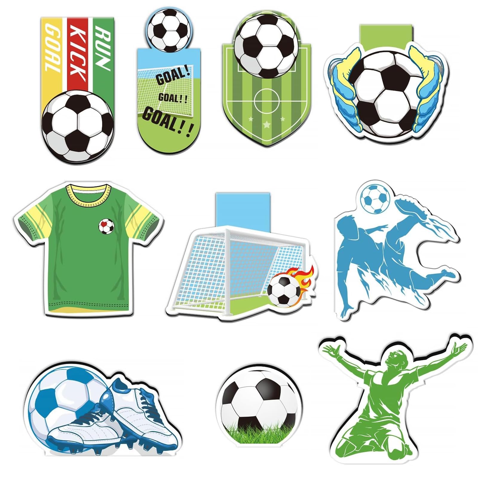 10 marcapáginas magnéticos de fútbol, regalo de fútbol para niños, para profesores, amantes de los libros, aficionados al fútbol, regalo de despedida para estudiantes