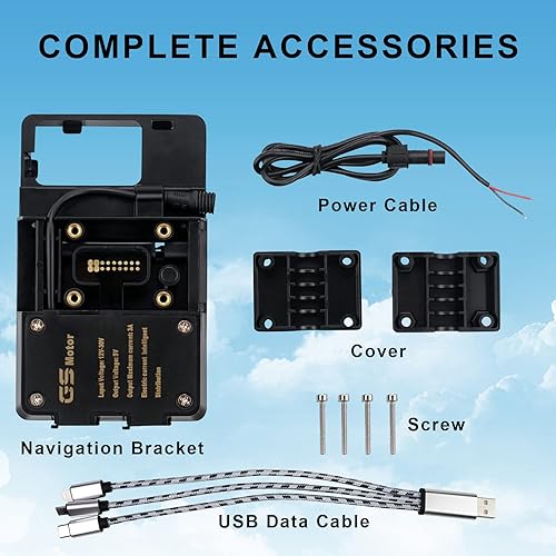 Miniatura 6 de MDPROMCP R1200GS - Soporte para teléfono para motocicleta con cargador USB doble, soporte de navegación GPS compatible con F700GS F800GS R1200GS