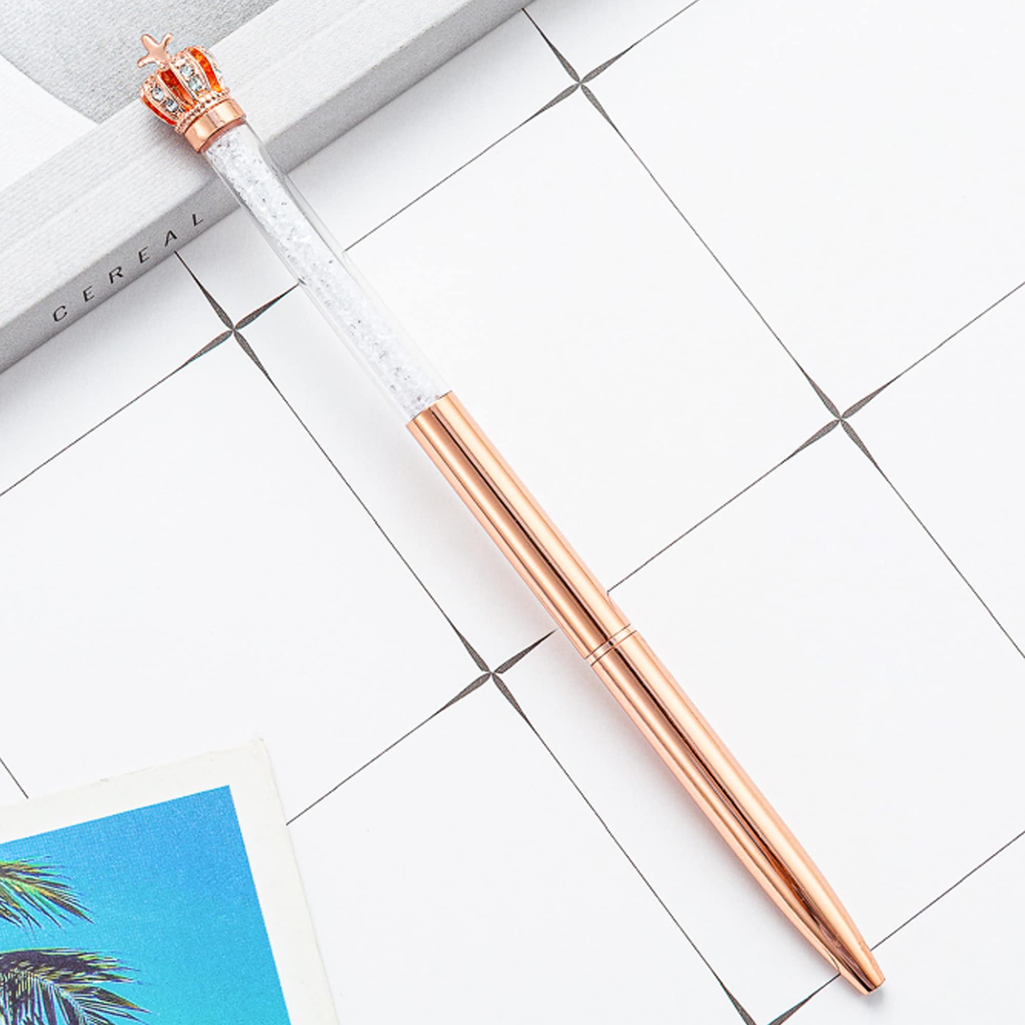 3 szt. kryształowy korona metalowy długopis Twist Journaling Pen średni punkt 1,0 mm czarny atrament