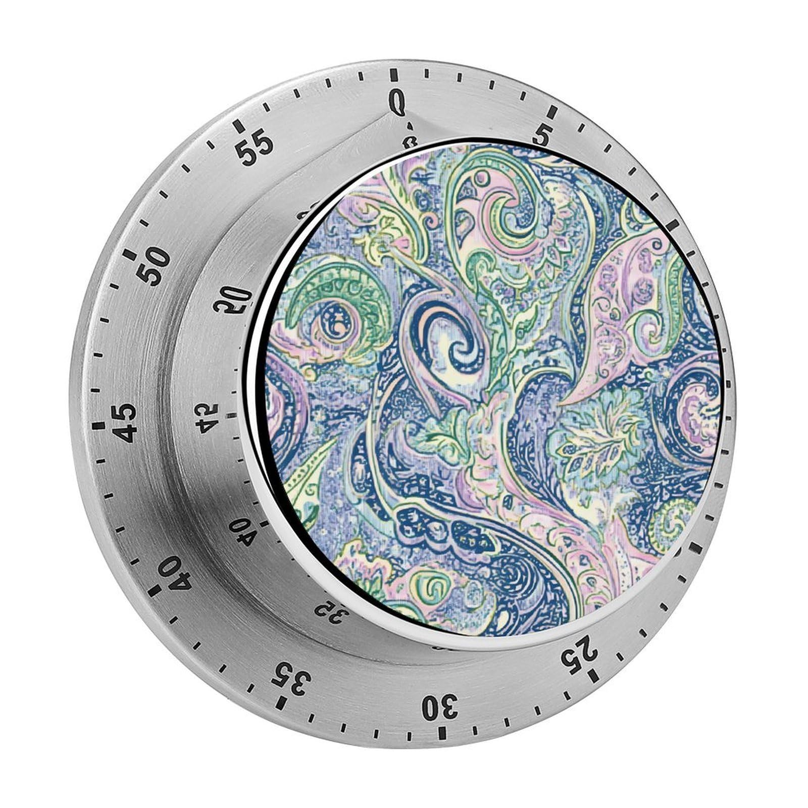 Tradition Paisley Pattern Mechanical Timer with Alarm for Kitchen Cooking Productivity Stainless Steel Timers
