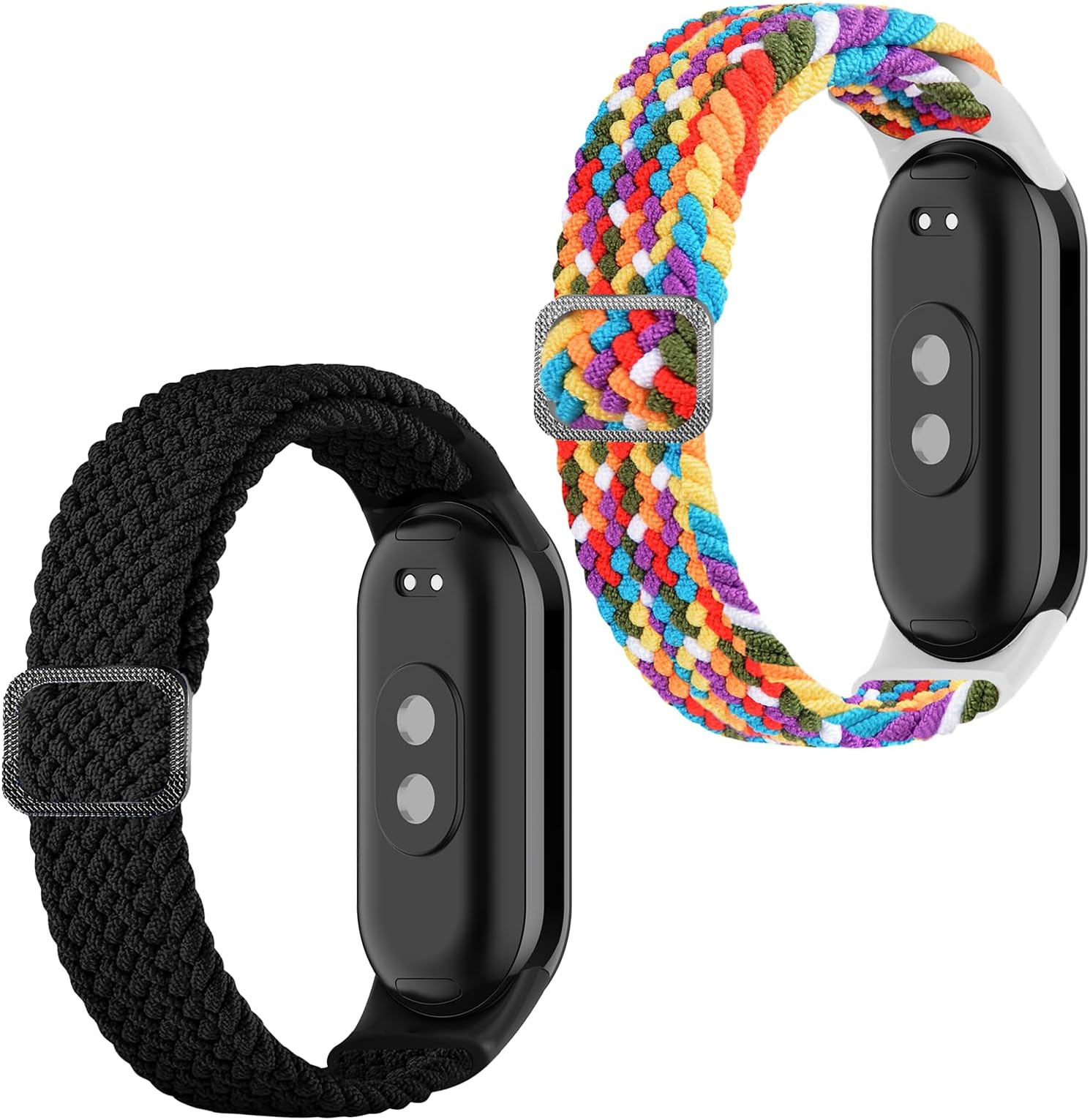 Elastic Straps Compatible with Xiaomi Mi Band 8, 2 pcs Soft Nylon Wristbands for Women Men Adjustable Replacement Watch Strap for Xiaomi Smart Band 8 Accessories for Sports Bracelet Colorful