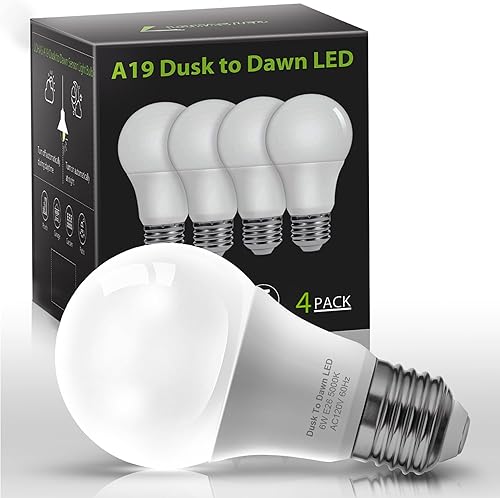 LOHAS - Foco inteligente A19 LED con sensor y guía de energía del producto (idioma español no garantizado), funciona del atardecer al amanecer, 6W