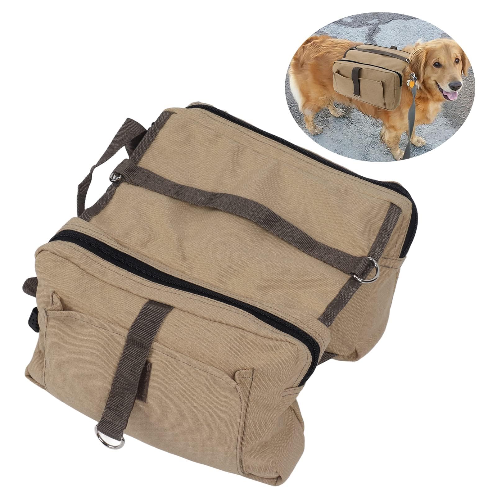 Cyrank Harnais de Sac à Dos pour Chien, Sacoche Légère pour Chien, Idéal pour les Randonnées en Plein Air, Taille Unique, Beige